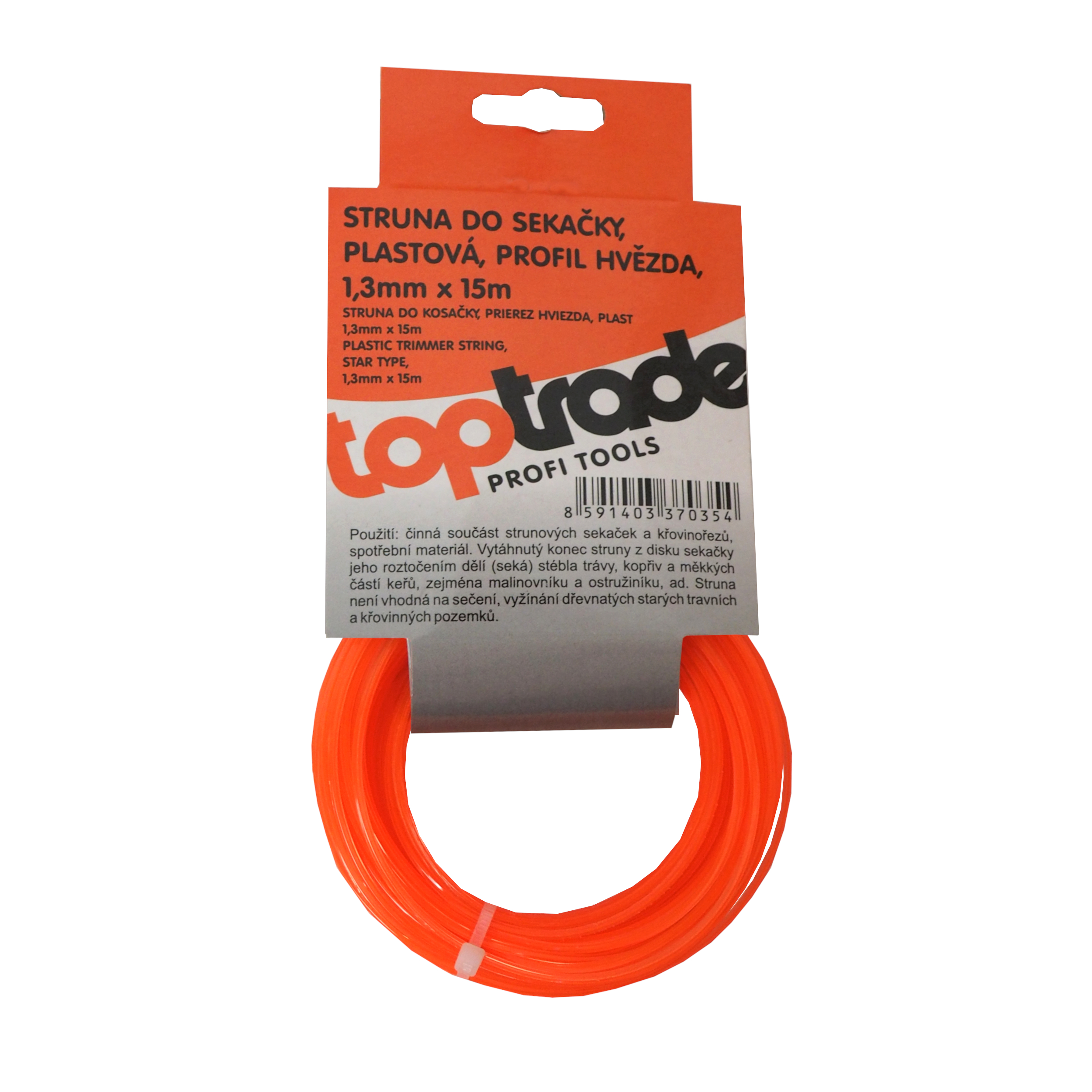 TOPTRADE vyžínací struna 1,3 mm × 15 m, hvězdicový profil