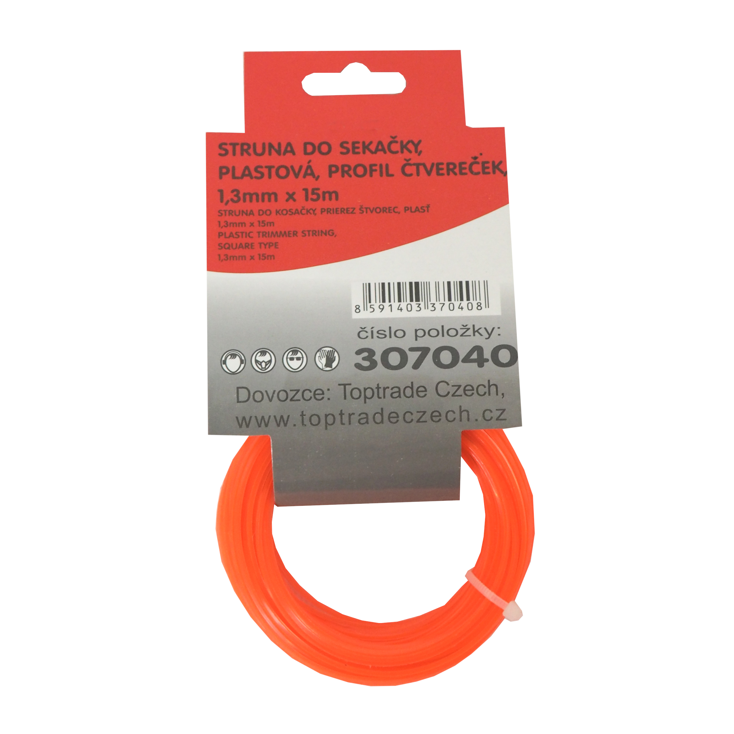 TOPTRADE vyžínací struna 1,3 mm × 15 m – čtvercový průřez