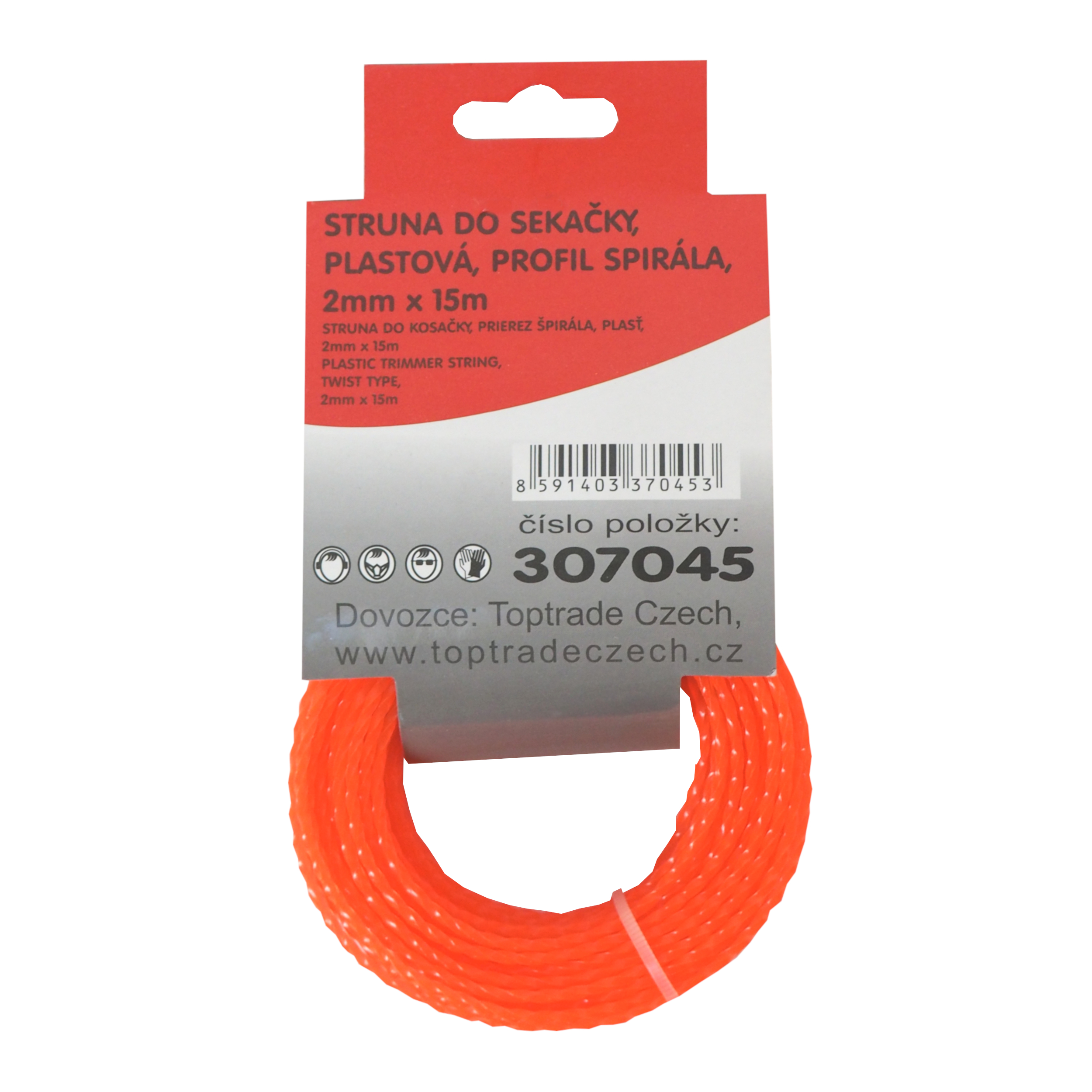 TOPTRADE vyžínací struna plastová 2,0 mm × 15 m – spirálový průřez