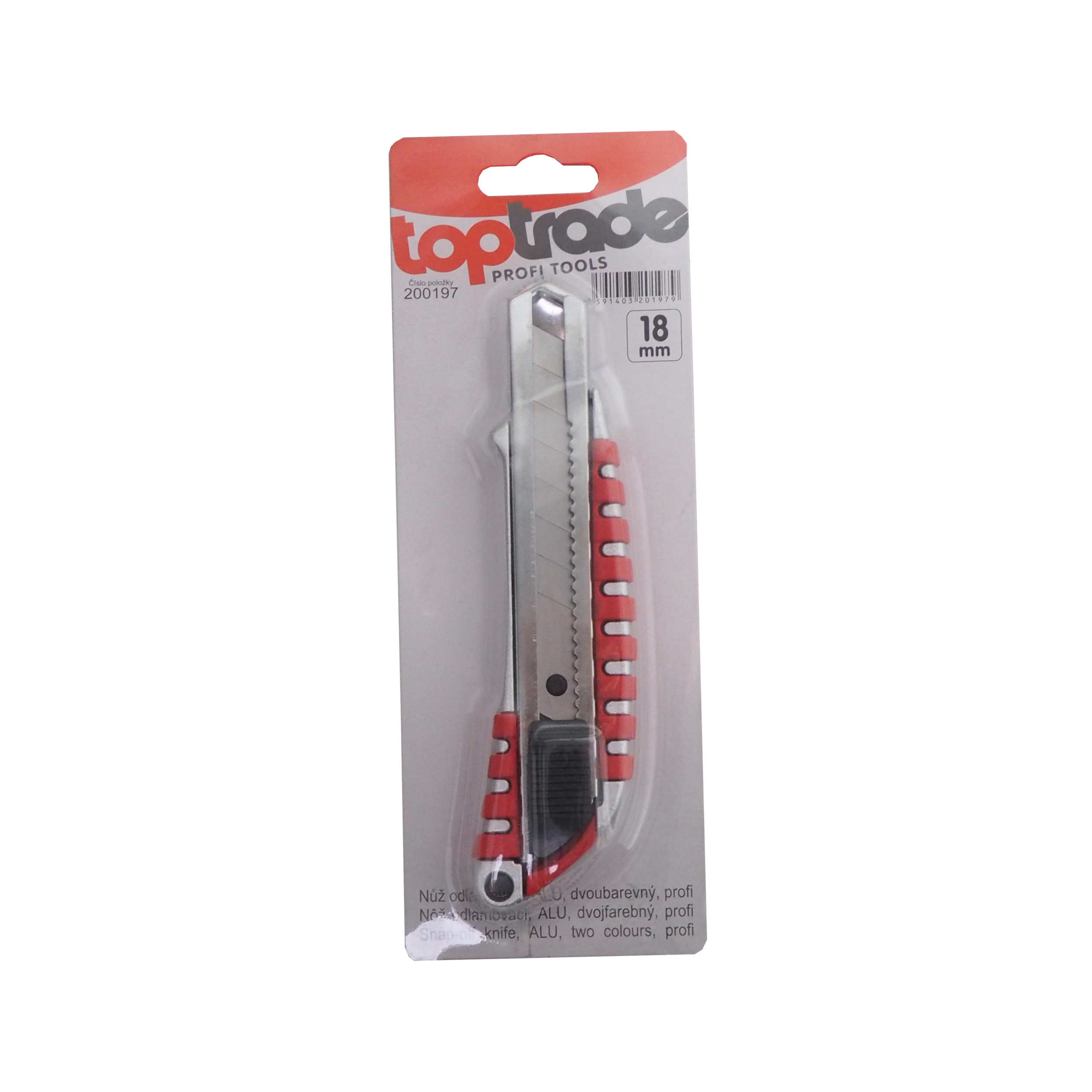 TOPTRADE odlamovací nůž ALU 18 mm – profi, dvoubarevný