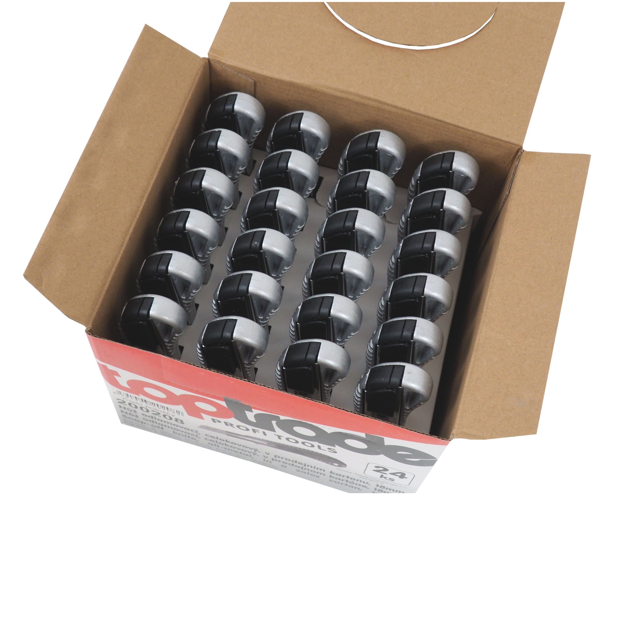 TOPTRADE nůž odlamovací celokovový 18 mm – sada 24 ks (prodejní karton)