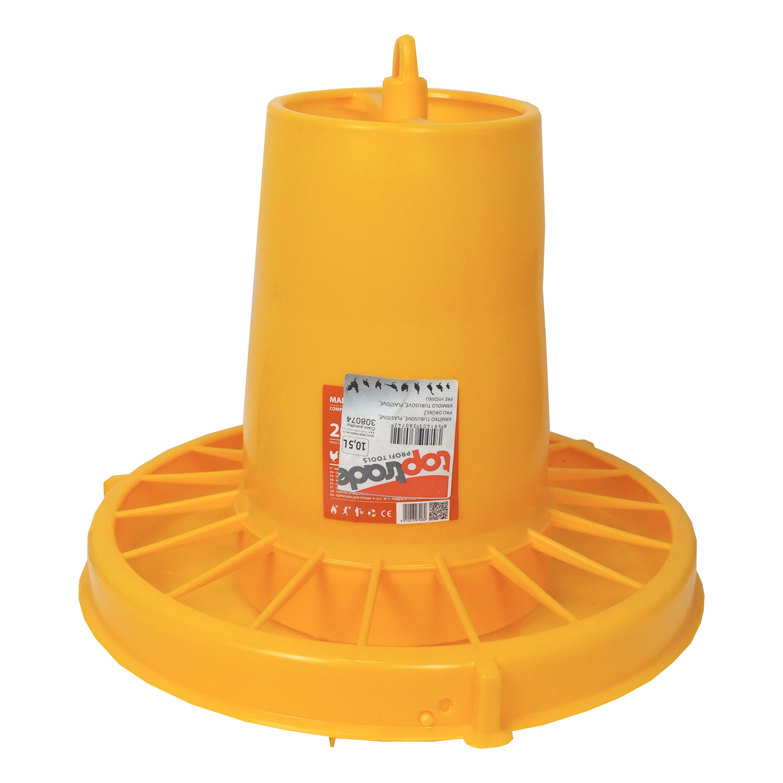 TOPTRADE tubusové krmítko pro drůbež 10,5 l (plast)