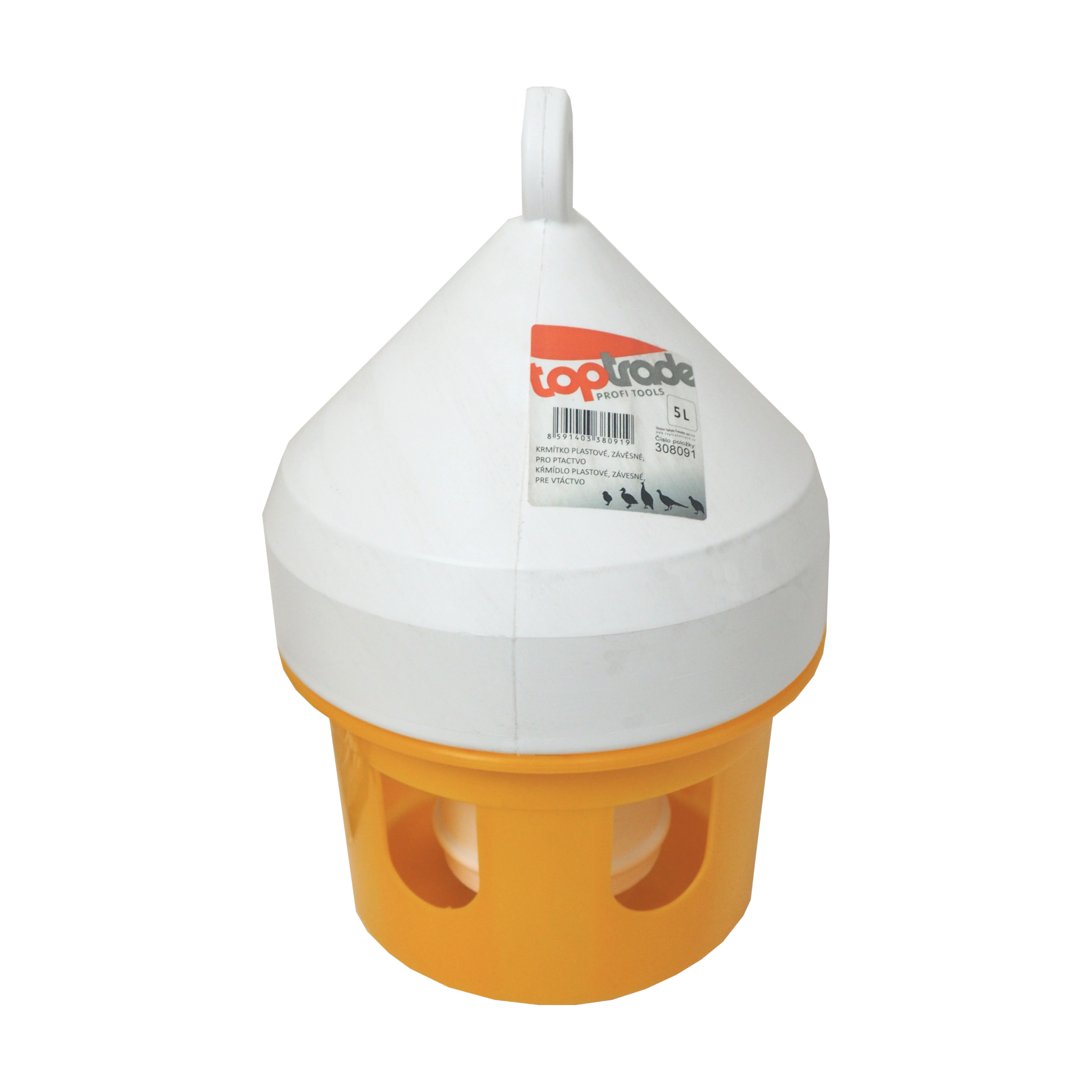 TOPTRADE krmítko pro ptactvo 5 l – závěsné, plast