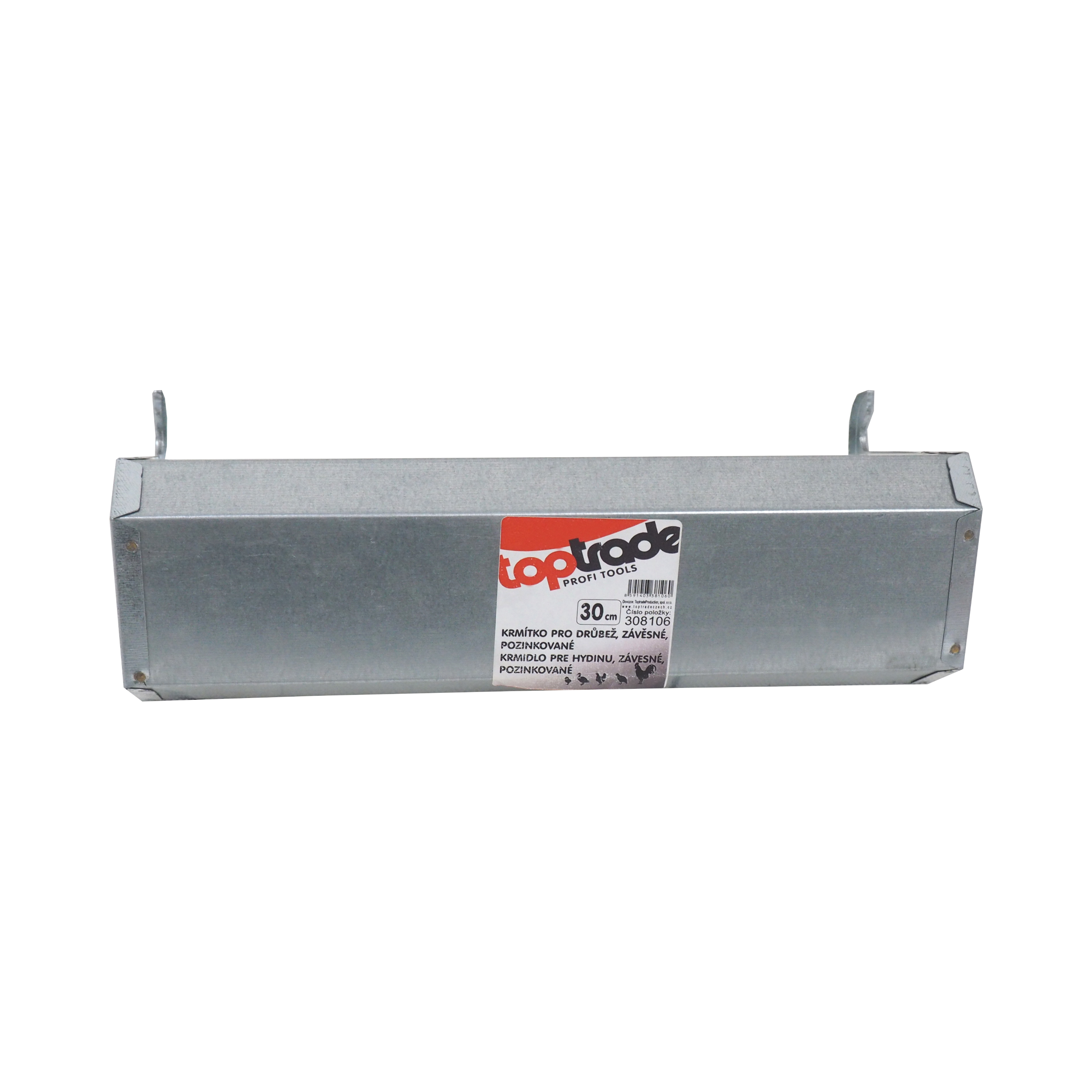 TOPTRADE krmítko žlabové závěsné pro drůbež, pozink 300 mm