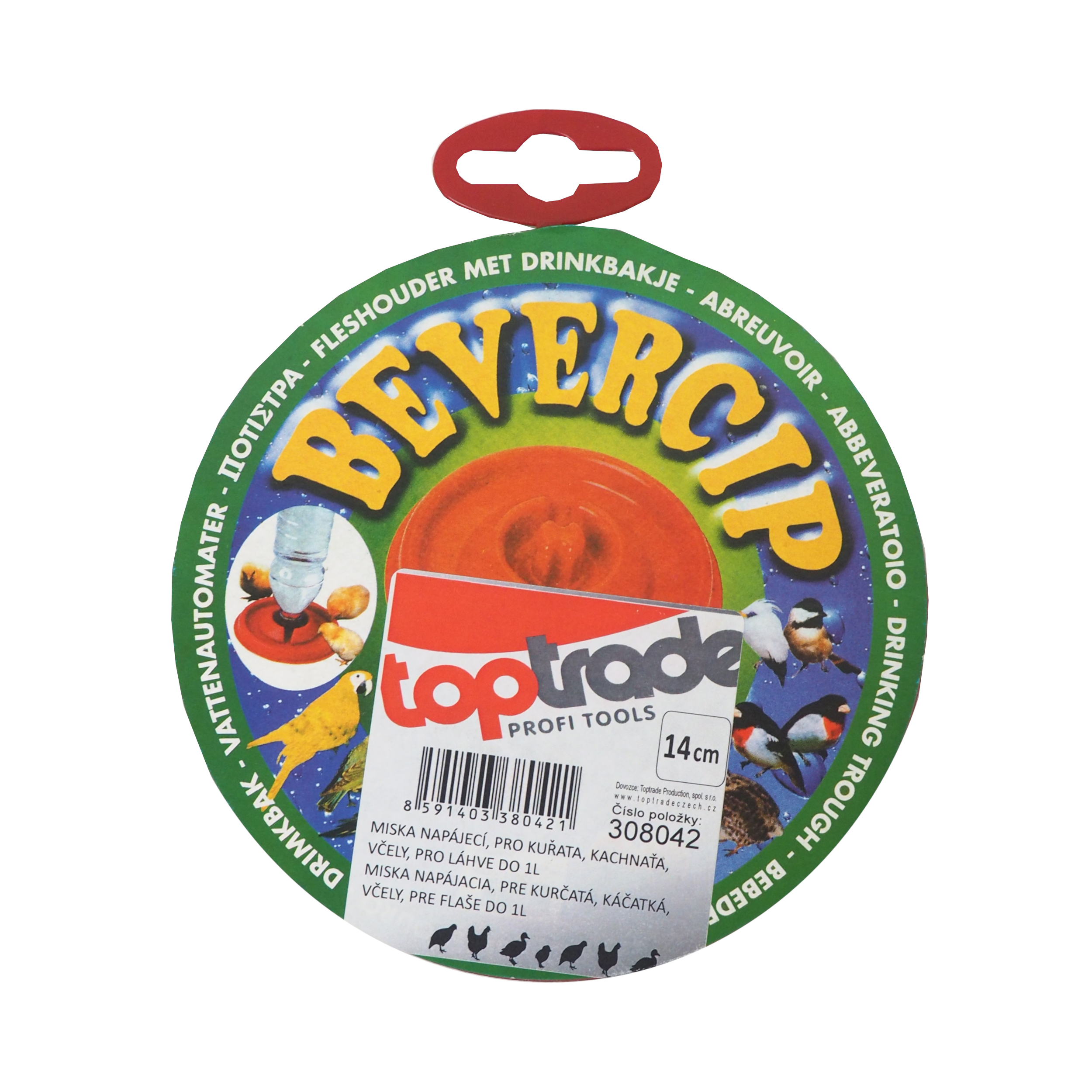 TOPTRADE napájecí miska k PET láhvi 1 l, Ø 140 mm – pro kuřata, kachňata a včely