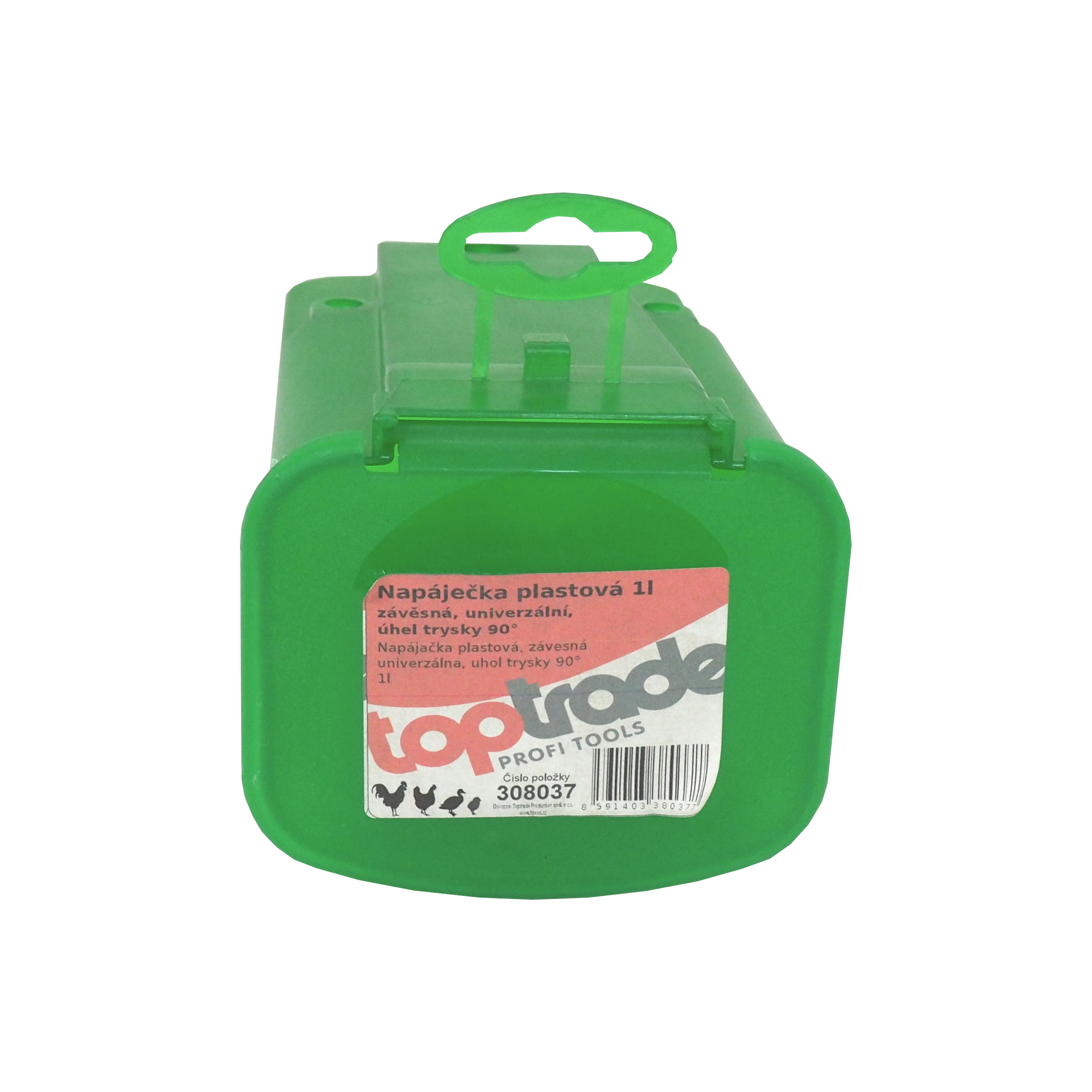 TOPTRADE závěsná napáječka s niplem 90°, 1 l