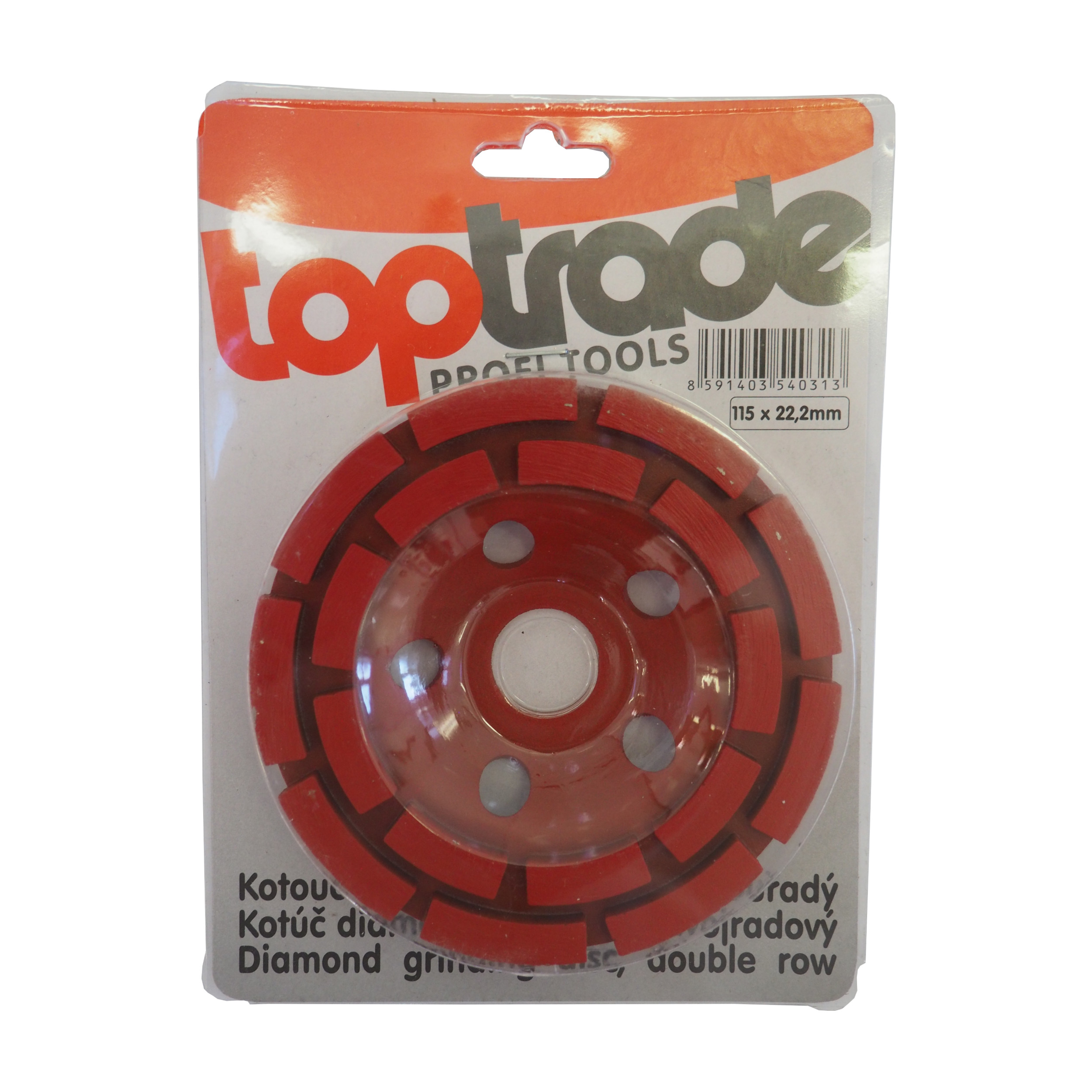 TOPTRADE diamantový brusný kotouč, dvouřadý 115 mm (otvor 22,23 mm)