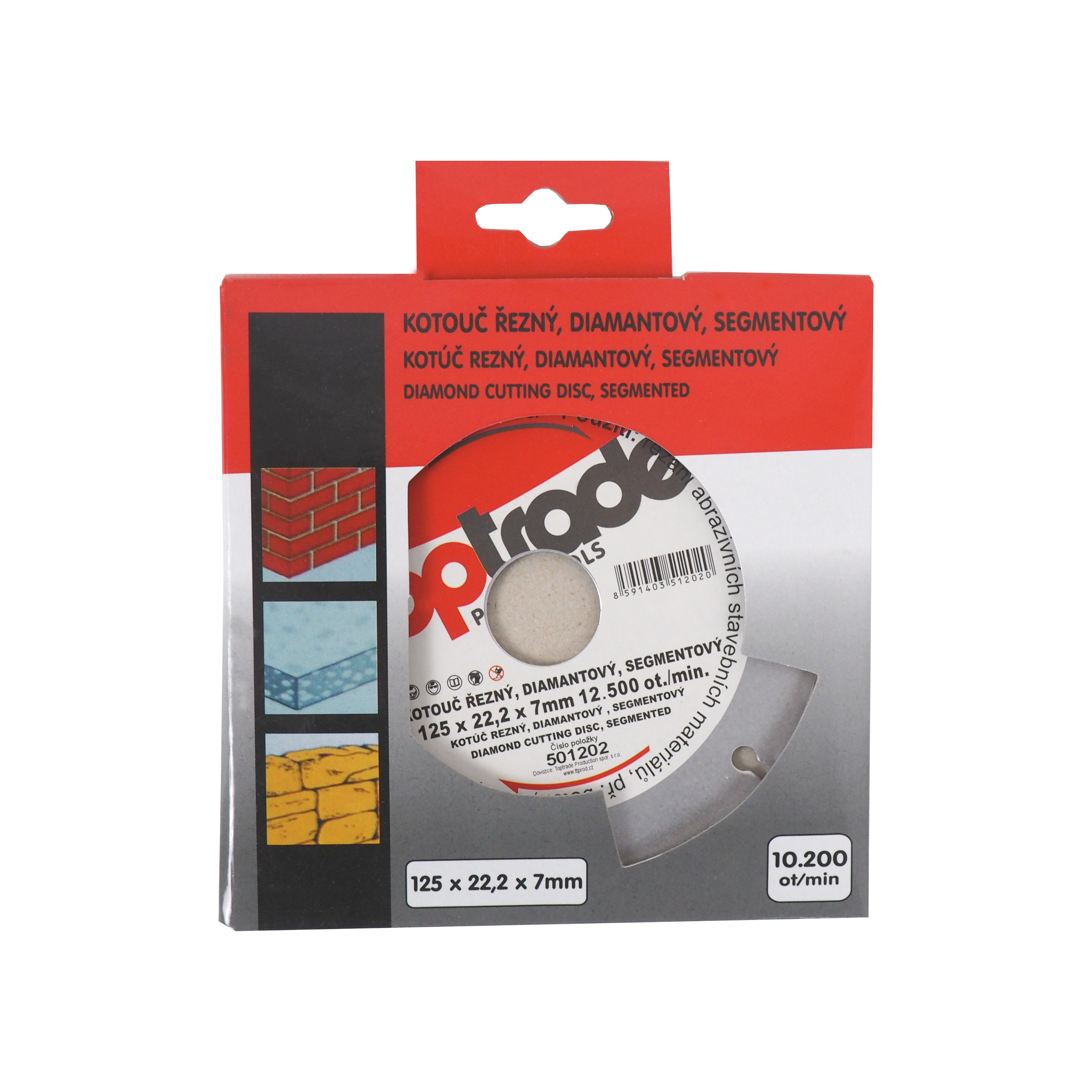 TOPTRADE diamantový kotouč segmentový 125 × 22,2 × 7 mm (hobby)