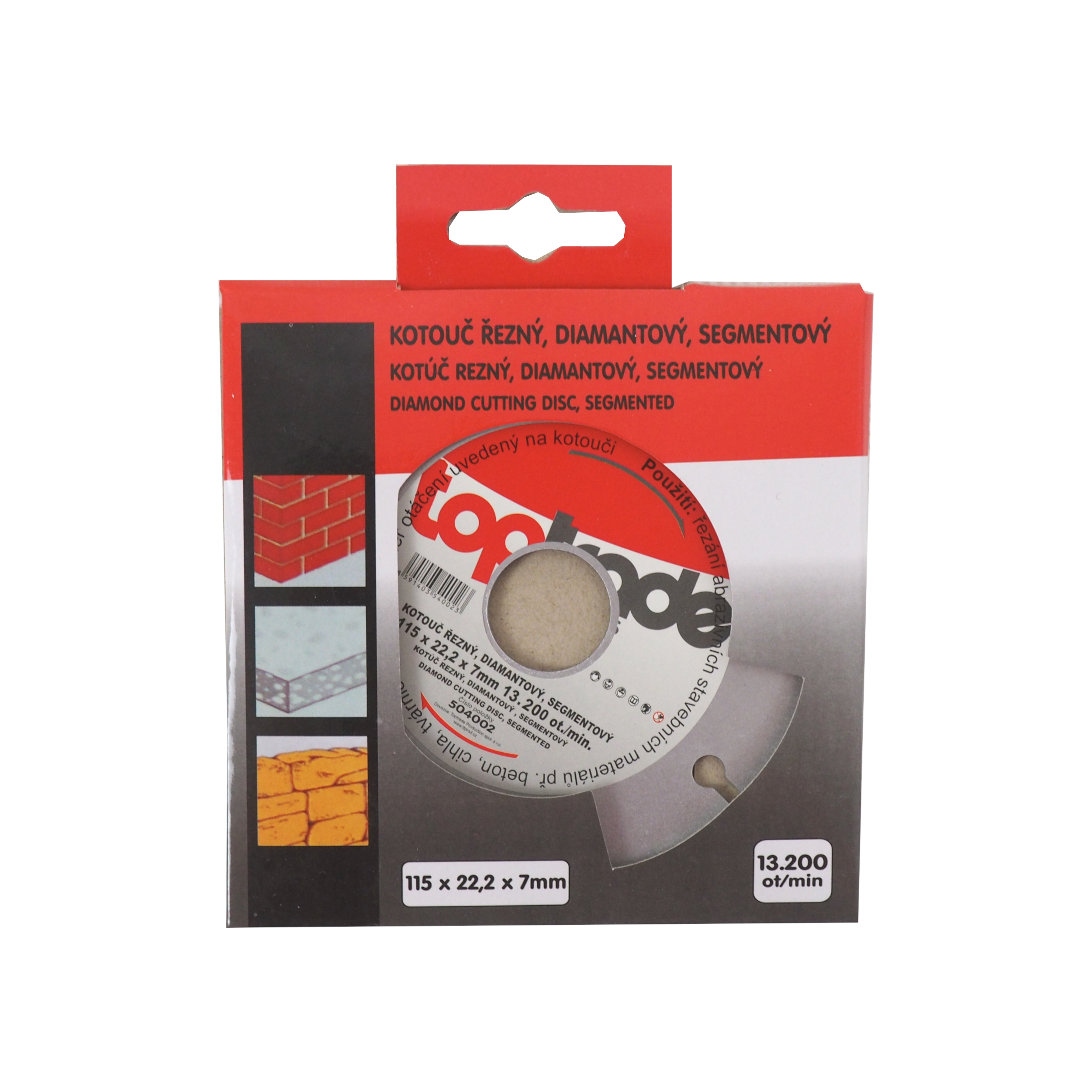 TOPTRADE diamantový kotouč segmentový 115 × 22,2 × 7 mm – standard