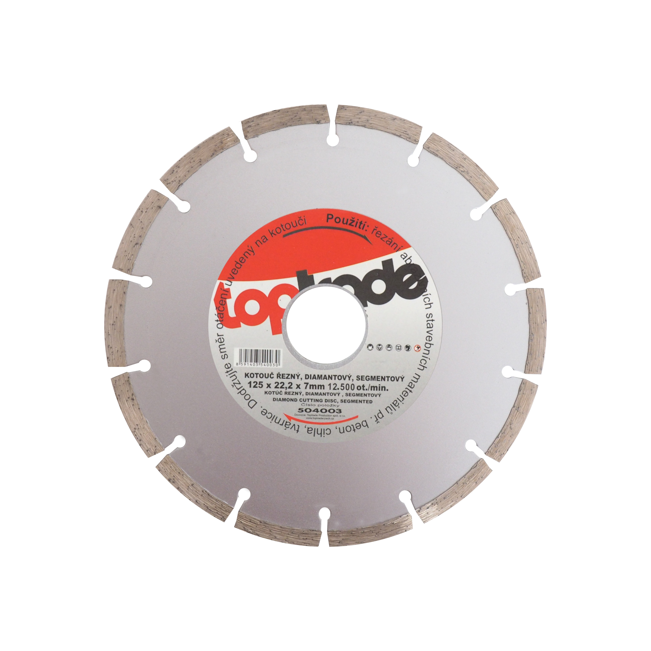 TOPTRADE diamantový kotouč segmentový 125 × 22,2 × 7 mm – standard