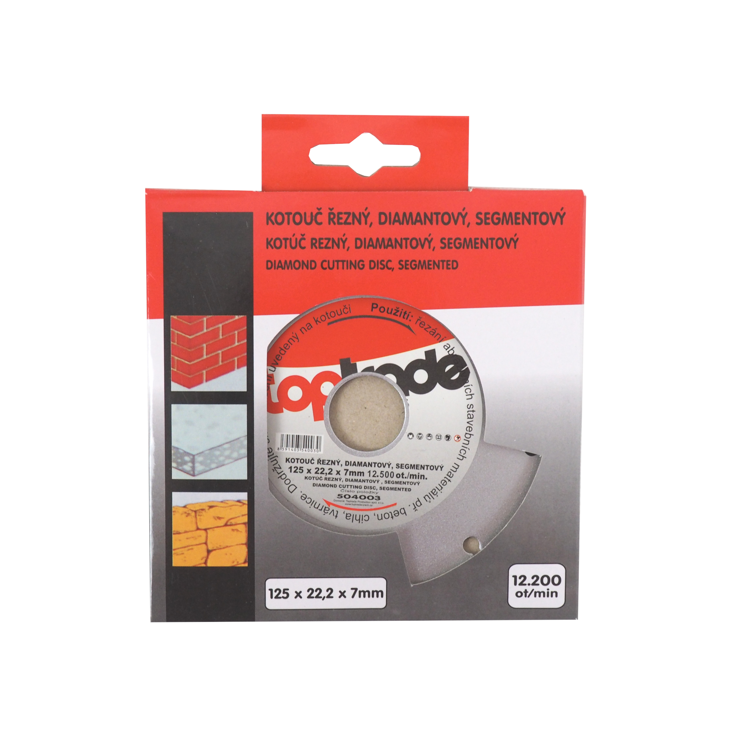 TOPTRADE diamantový kotouč segmentový 125 × 22,2 × 7 mm – standard