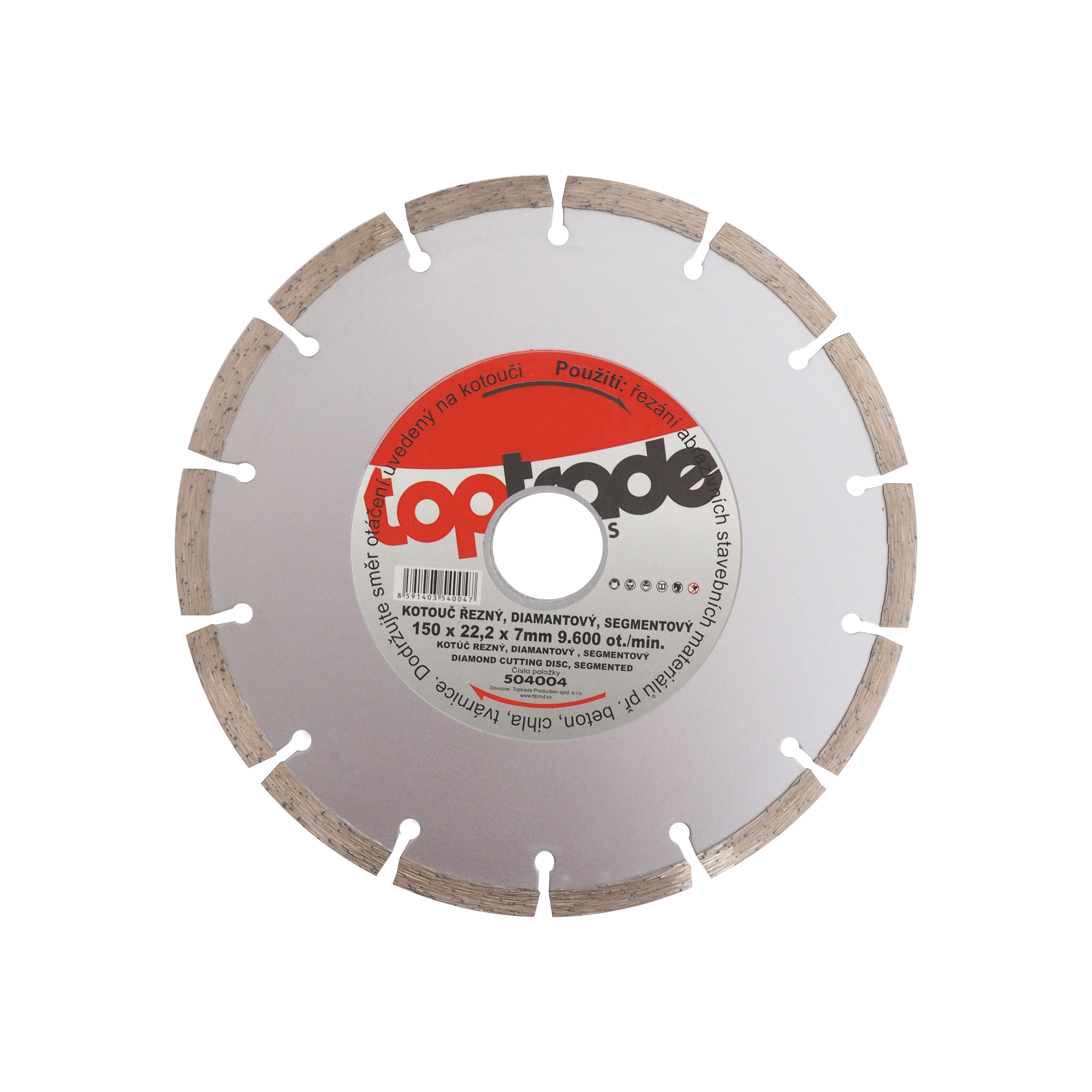 TOPTRADE diamantový kotouč segmentový 150 × 22,2 × 7 mm – Standard