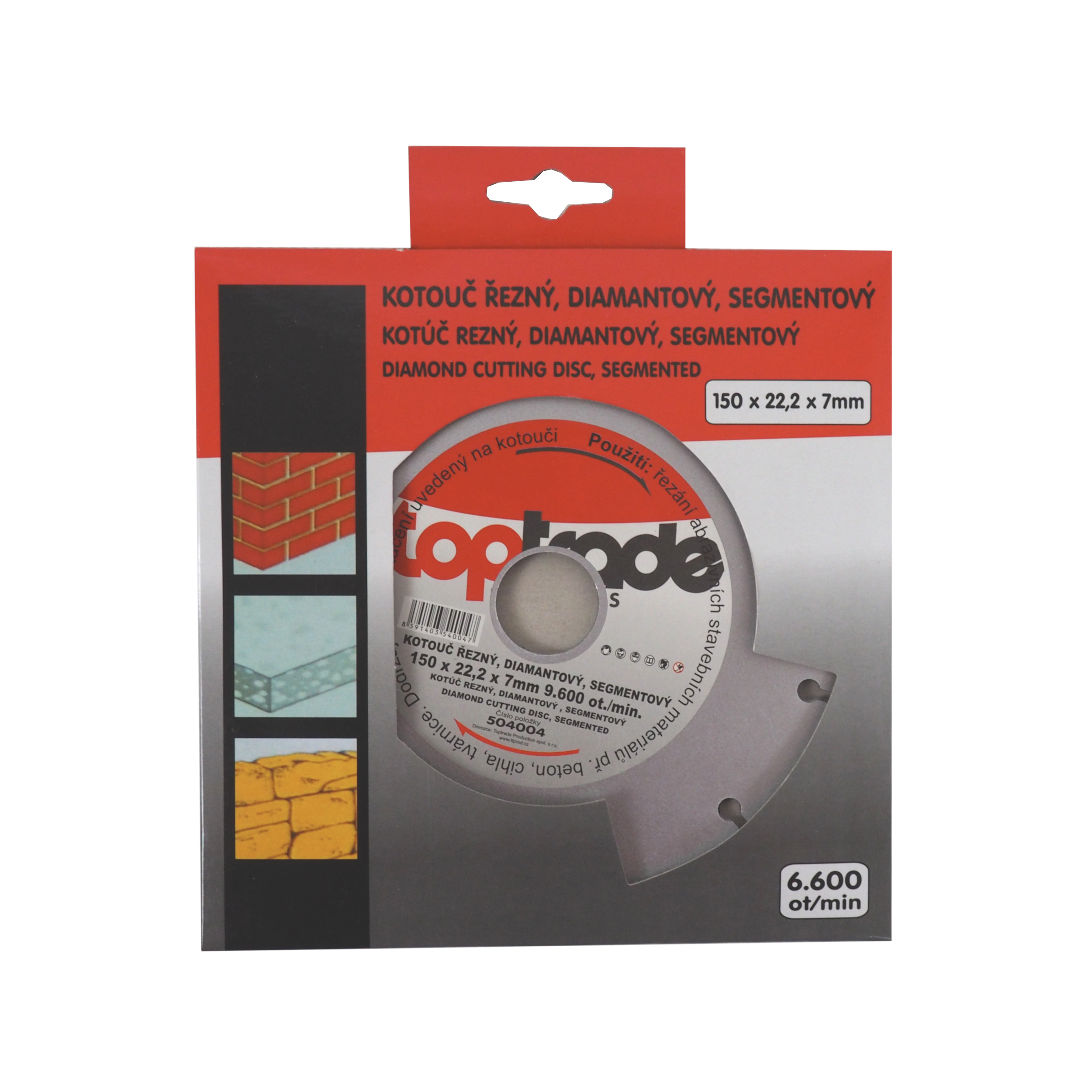 TOPTRADE diamantový kotouč segmentový 150 × 22,2 × 7 mm – Standard