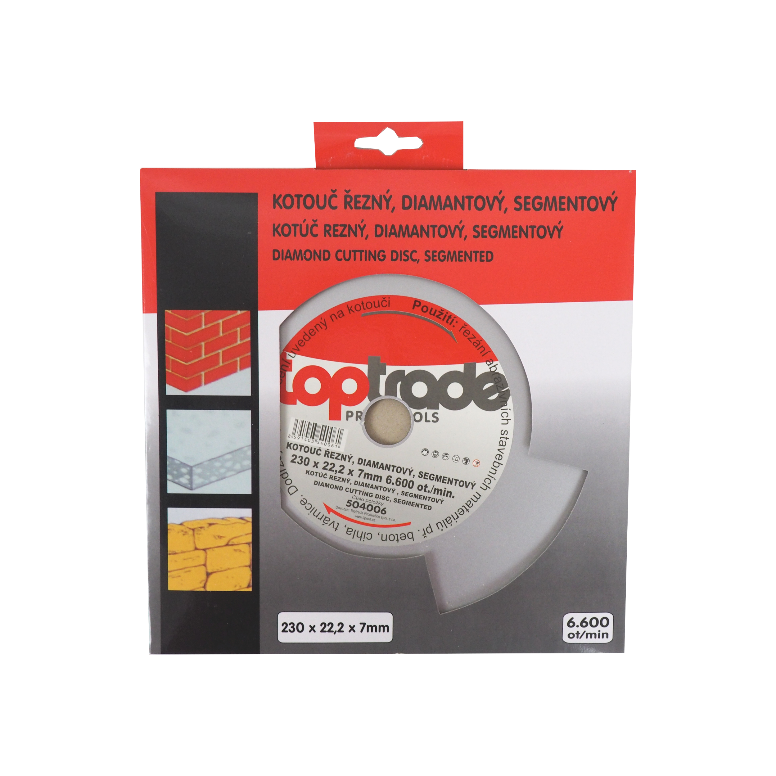 TOPTRADE diamantový kotouč segmentový 230 × 22,2 × 7 mm – Standard