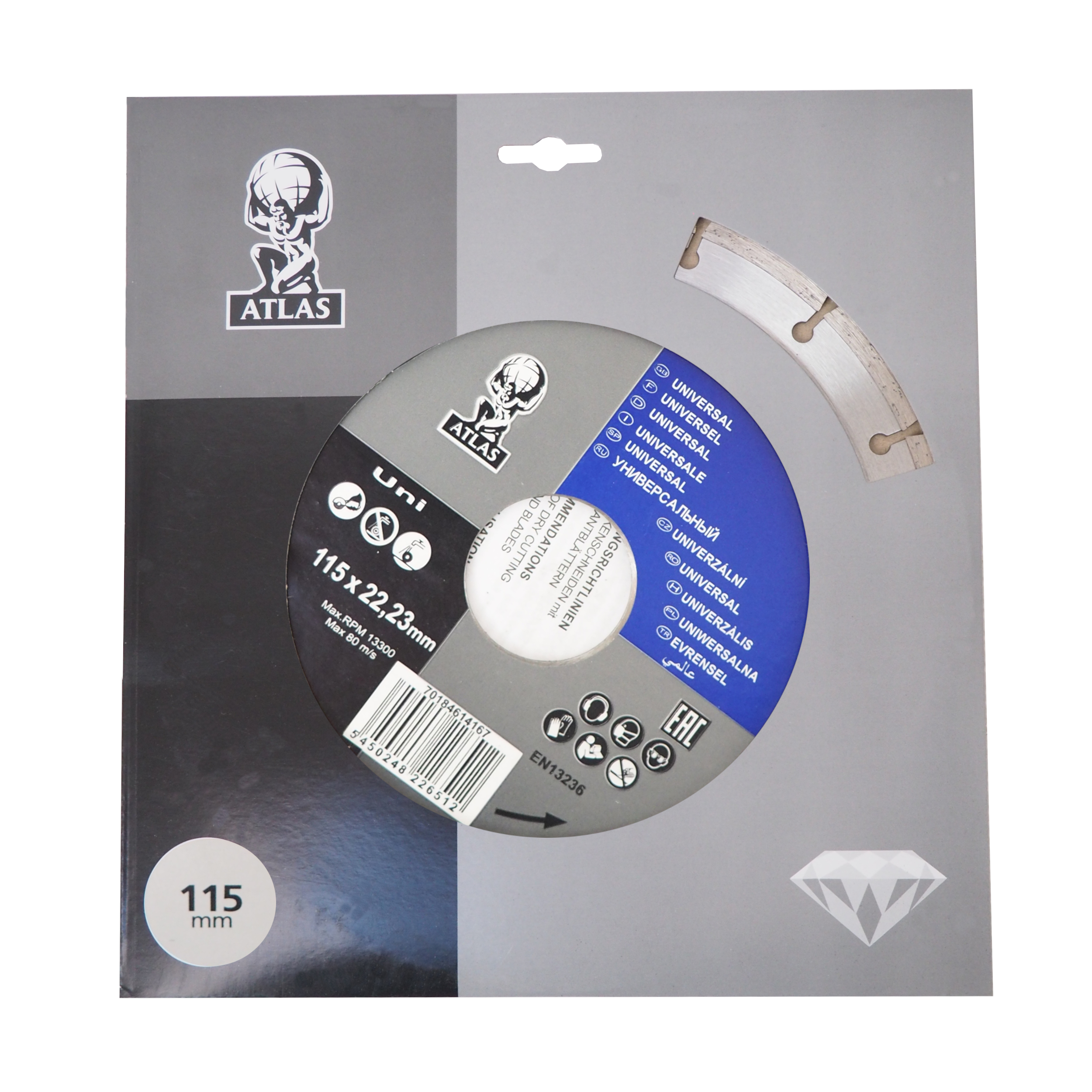 Diamantový kotouč Atlas Universal 115 × 22,23 × 2 mm