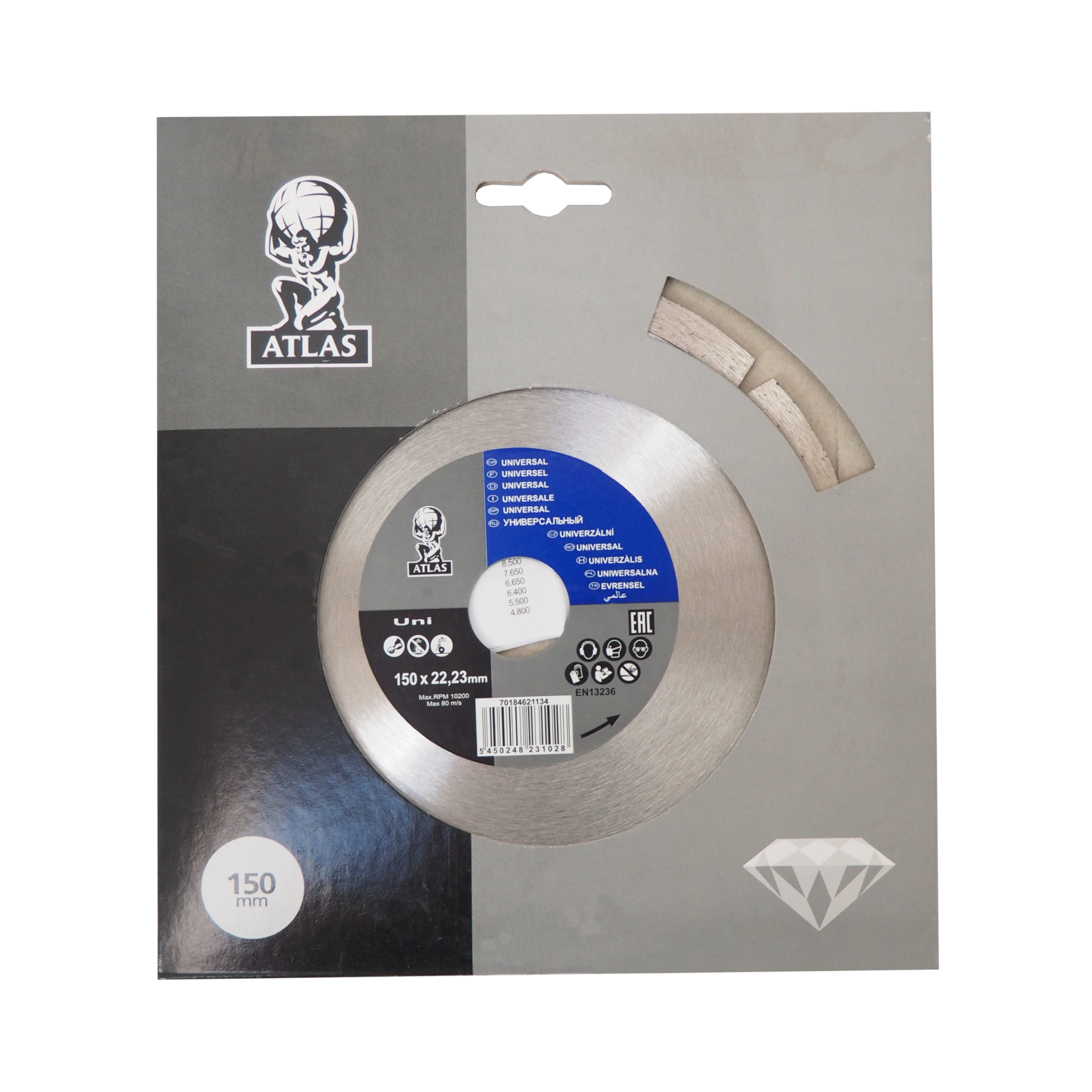 Diamantový kotouč Atlas Universal 150×22,23×2 mm, segmentový