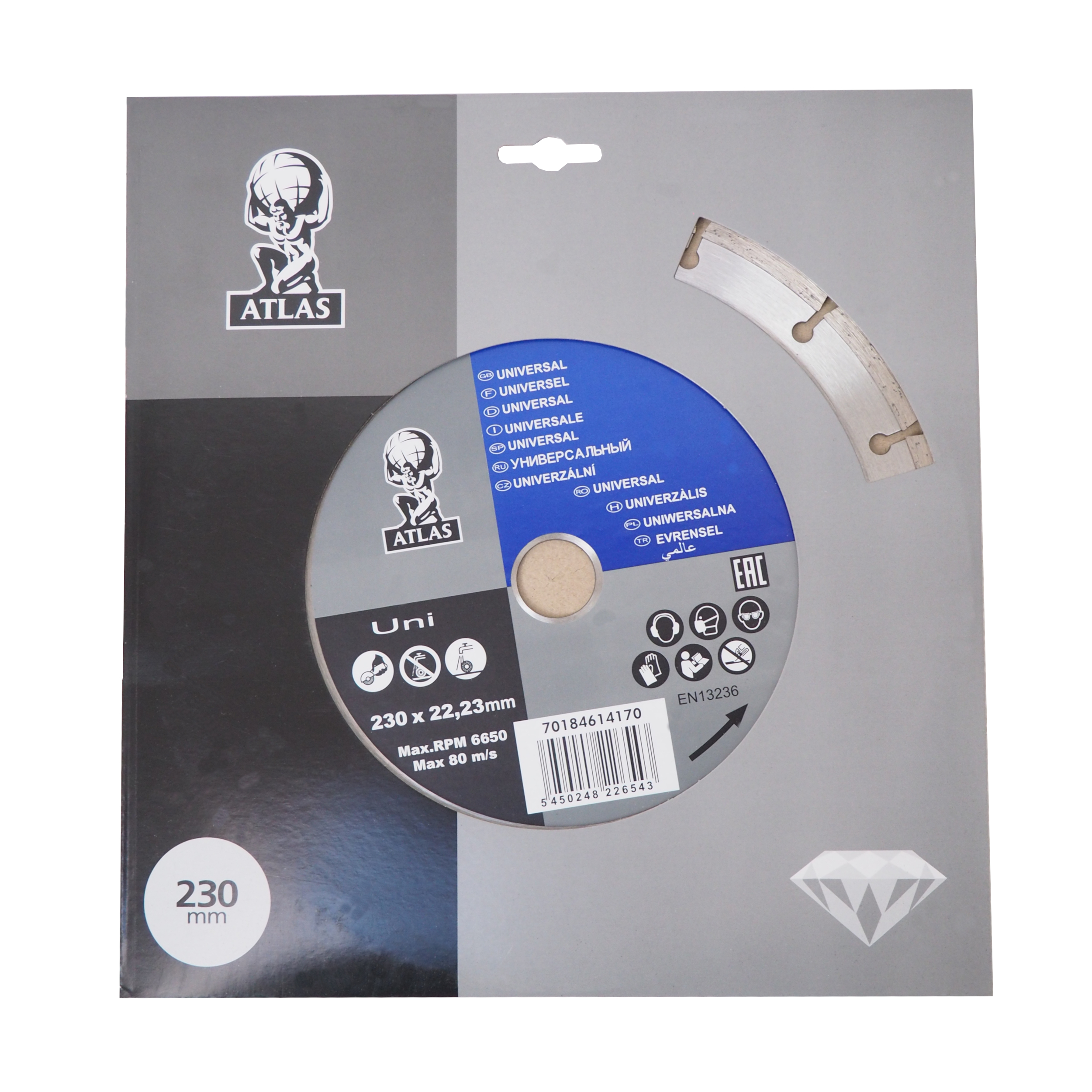 Diamantový kotouč Atlas Universal 230 × 22,23 × 2,6 mm