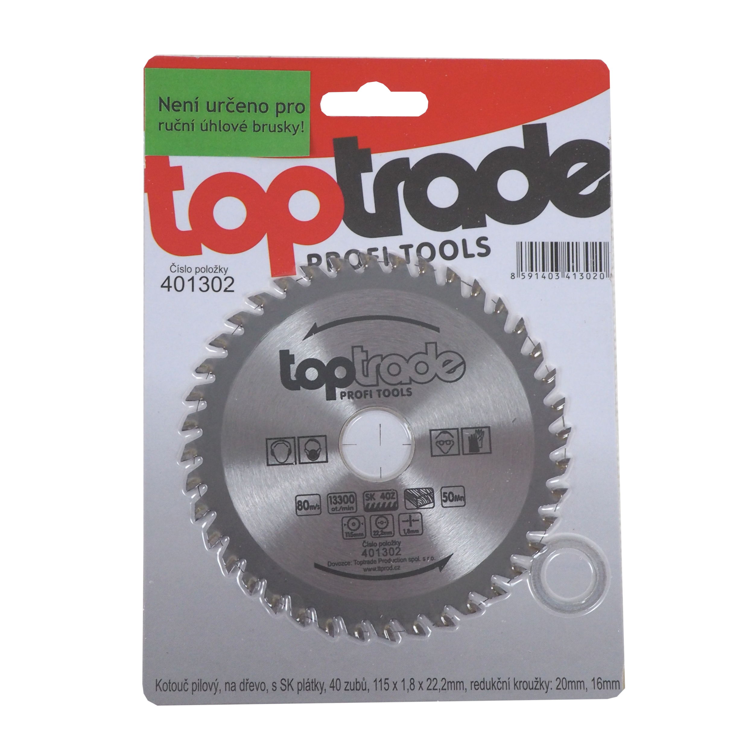 TOPTRADE pilový kotouč na dřevo 115 × 1,8 × 22,2 mm, 40 zubů (SK) – 401302