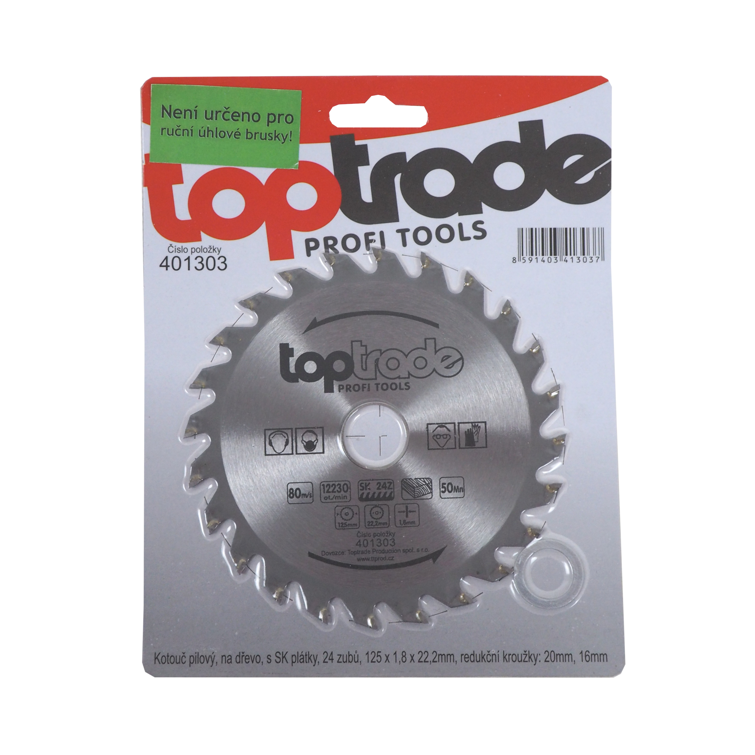 TOPTRADE pilový kotouč na dřevo 125 × 1,8 × 22,2 mm, 24 zubů, SK, 401303
