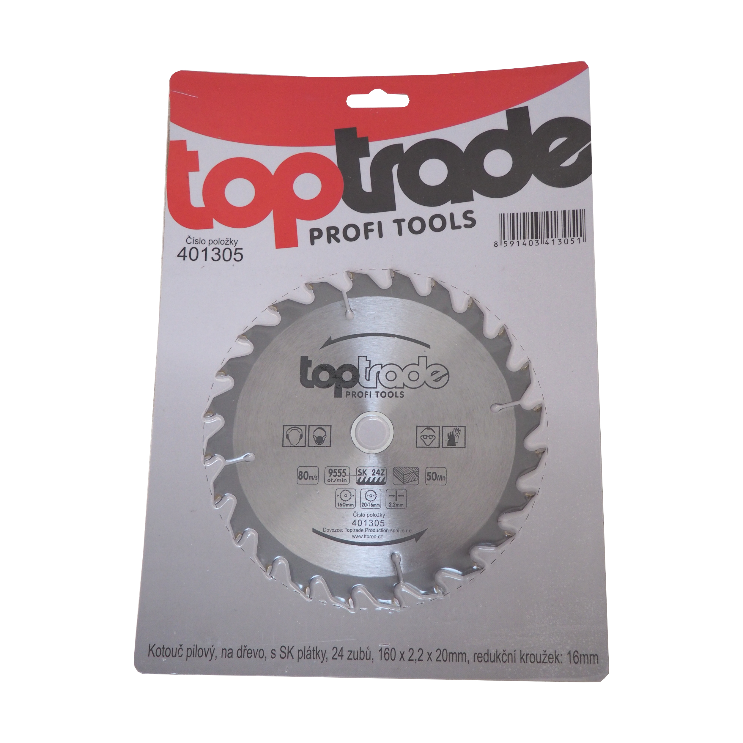 TOPTRADE pilový kotouč na dřevo 160×2,2×20/16 mm, 24 zubů, SK