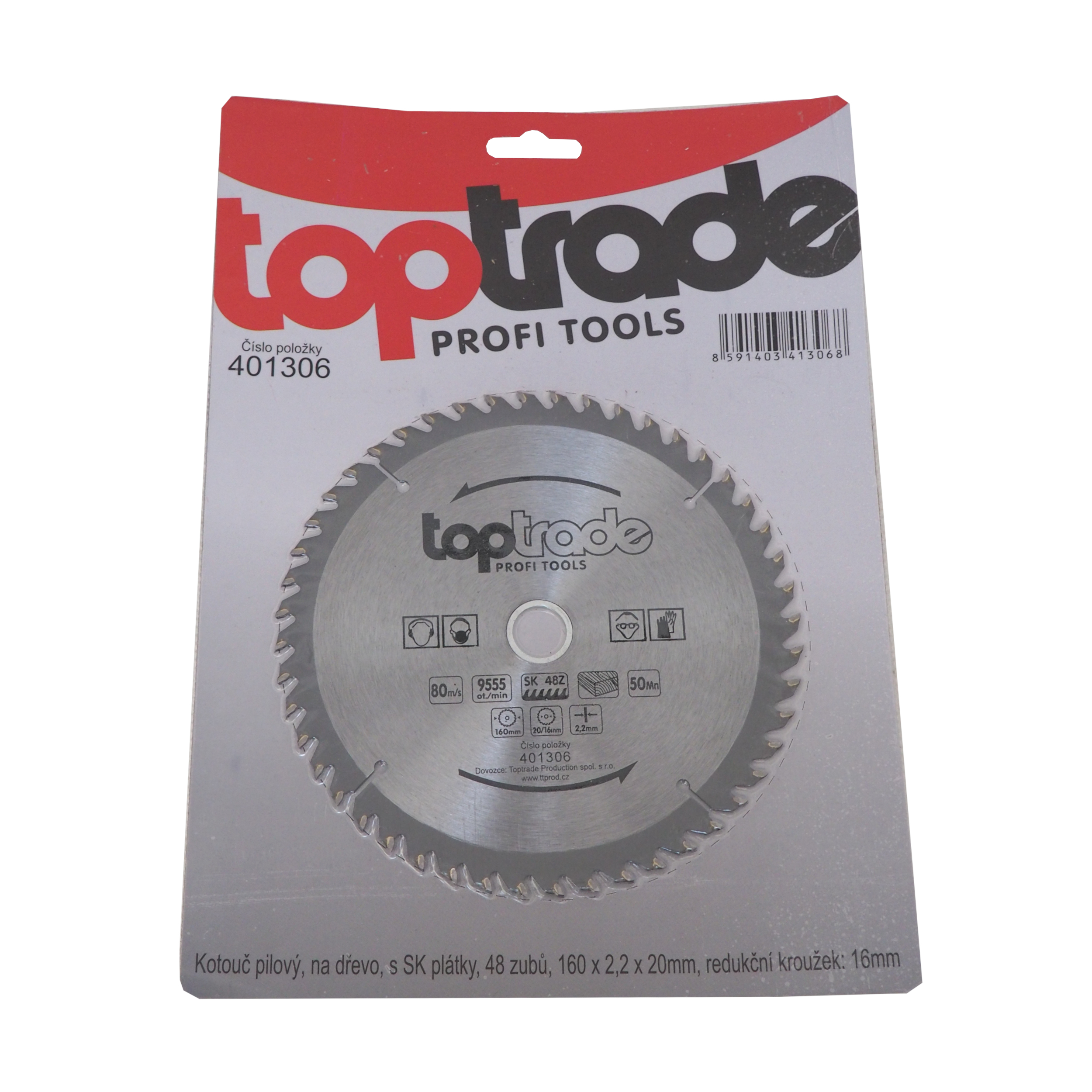 TOPTRADE pilový kotouč na dřevo 160×2,2×20/16 mm, 48 zubů (SK)