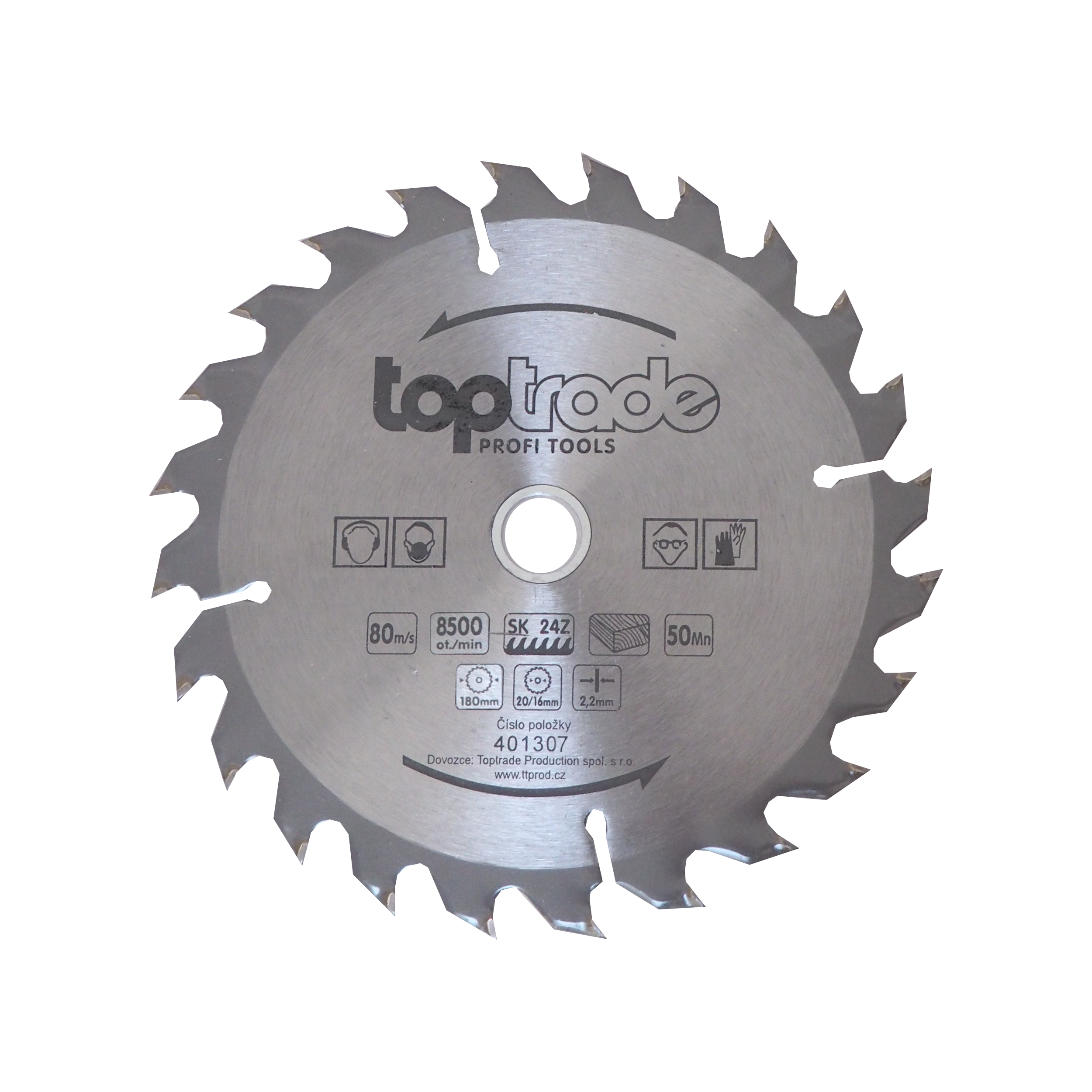 TOPTRADE pilový kotouč na dřevo 180 × 2,2 × 20/16 mm, 24 zubů, SK (ATB)