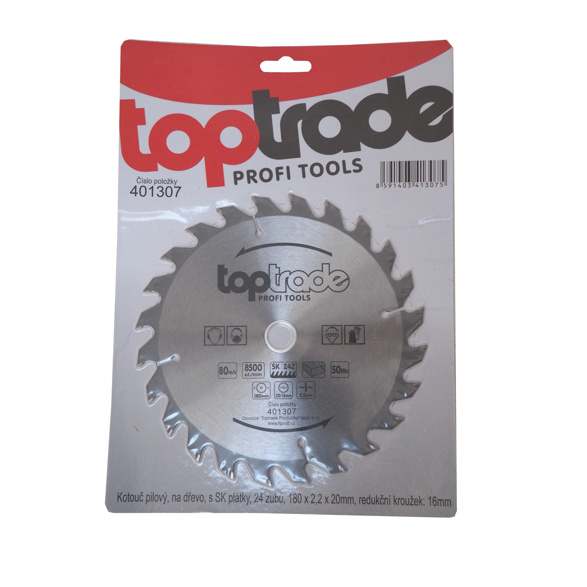 TOPTRADE pilový kotouč na dřevo 180 × 2,2 × 20/16 mm, 24 zubů, SK (ATB)