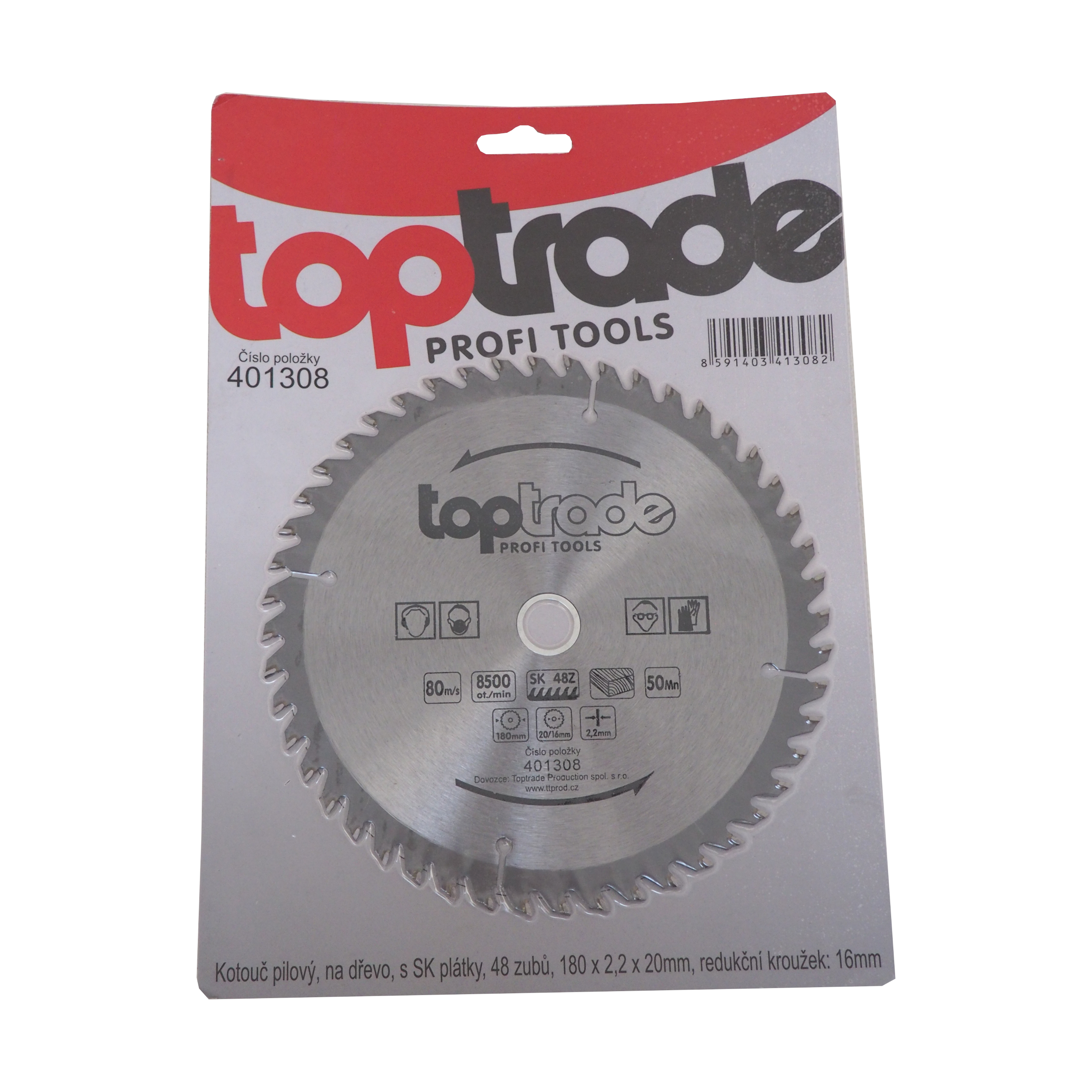 TOPTRADE pilový kotouč na dřevo 180 × 2,2 × 20/16 mm, 48 zubů, SK plátky