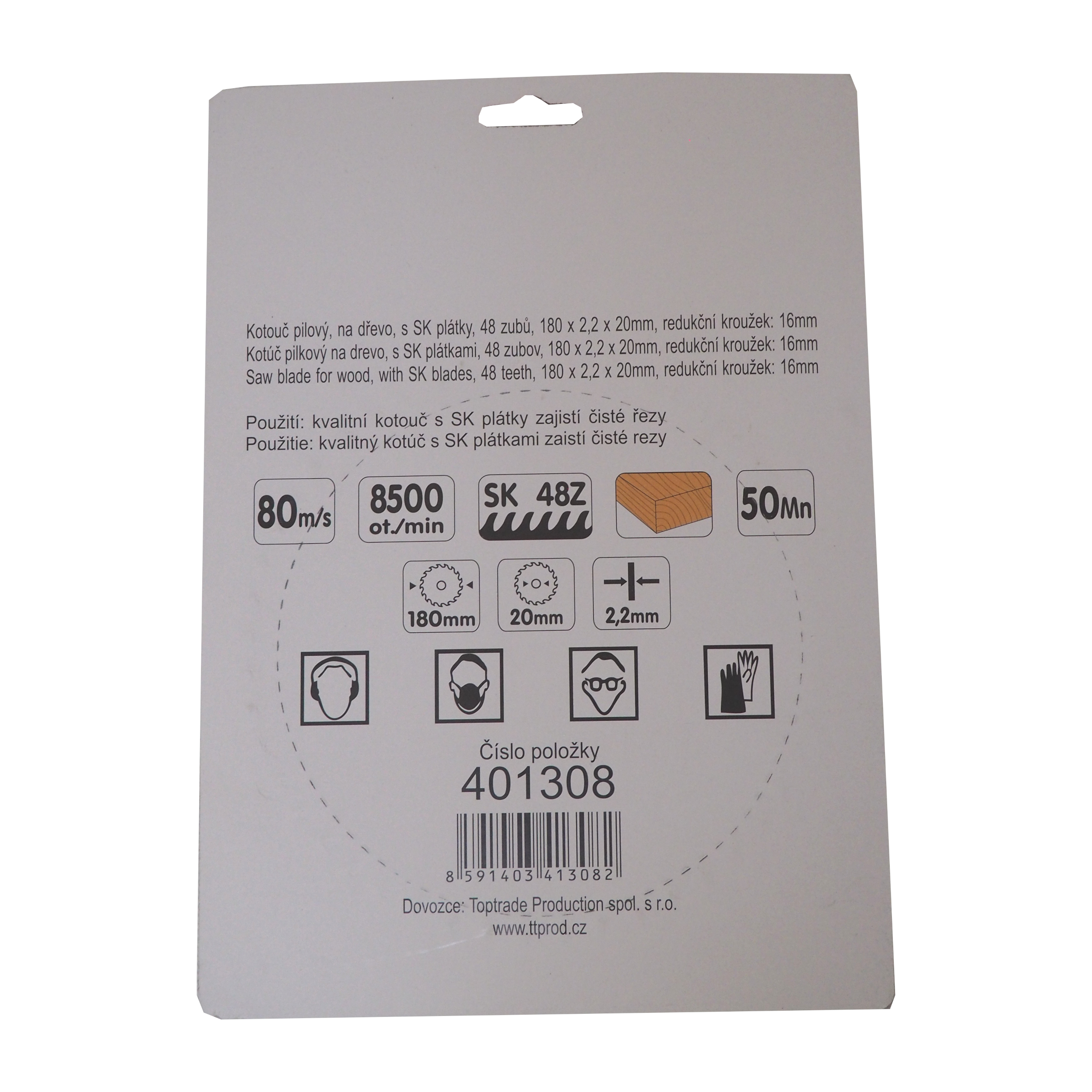 TOPTRADE pilový kotouč na dřevo 180 × 2,2 × 20/16 mm, 48 zubů, SK plátky