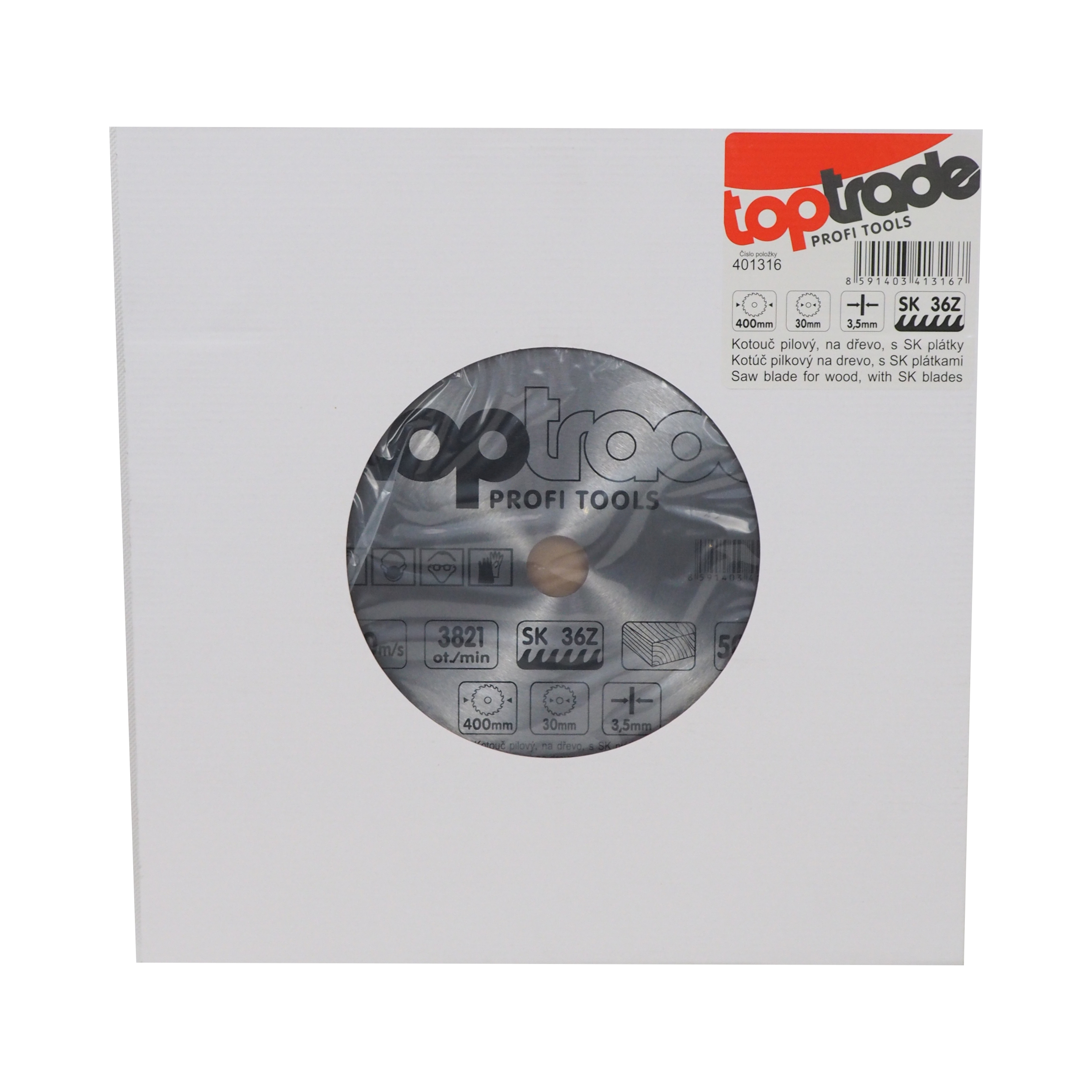TOPTRADE pilový kotouč na dřevo 400×3,5×30 mm, 36 zubů