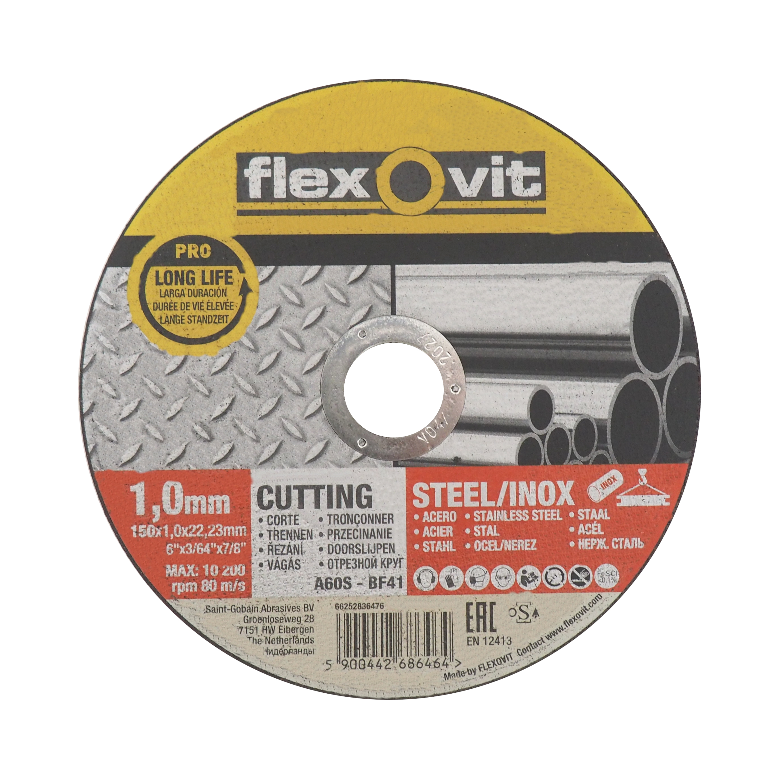Flexovit řezný kotouč na kov a nerez 150 × 22,23 × 1 mm – profi