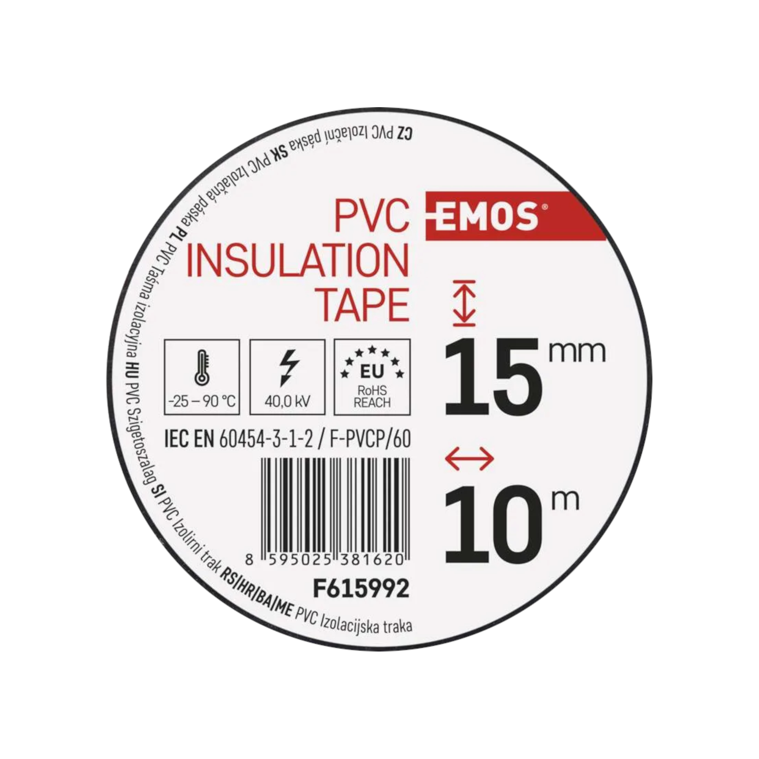 Elektroizolační PVC páska 15 mm × 10 m (10 ks), mix barev
