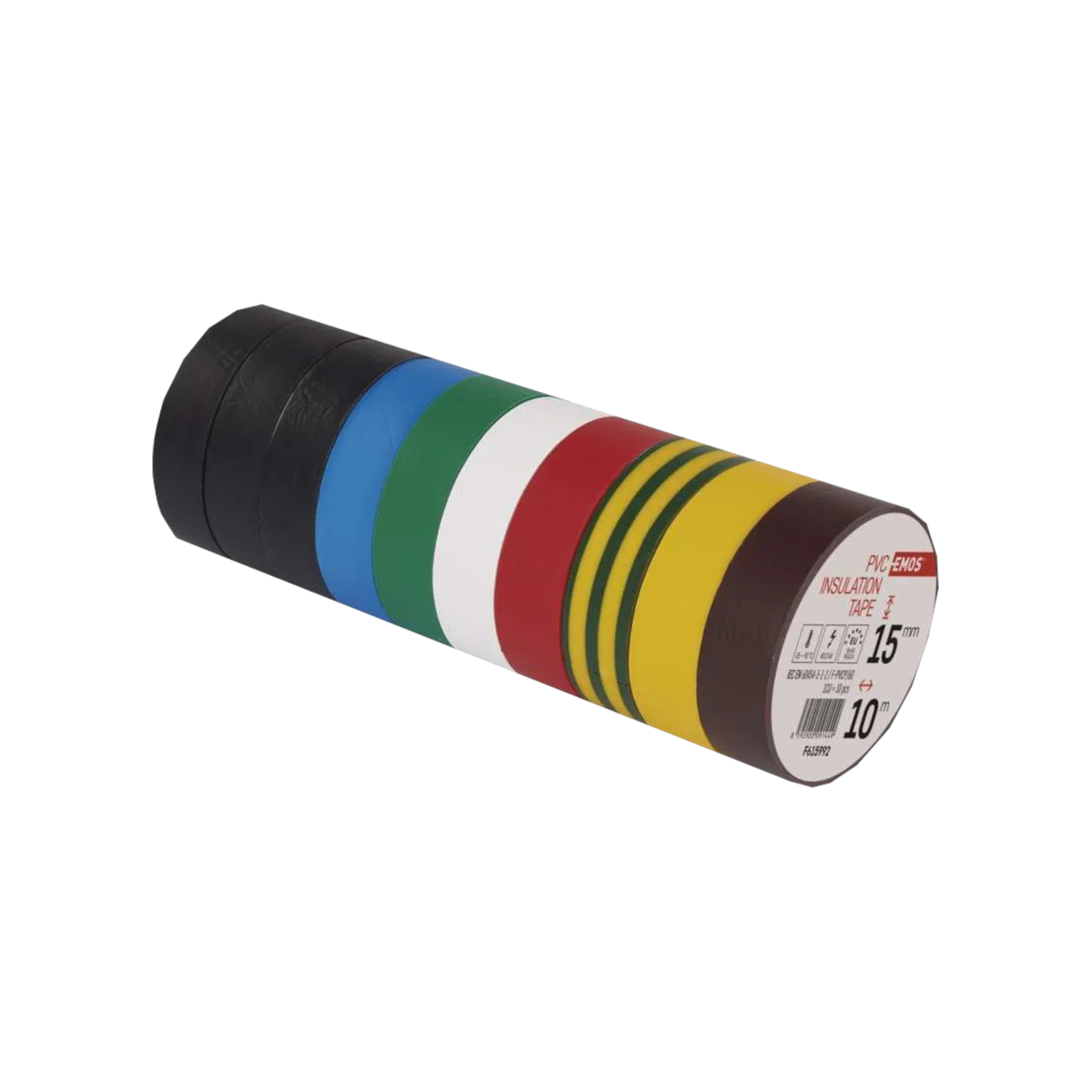 Elektroizolační PVC páska 15 mm × 10 m (10 ks), mix barev