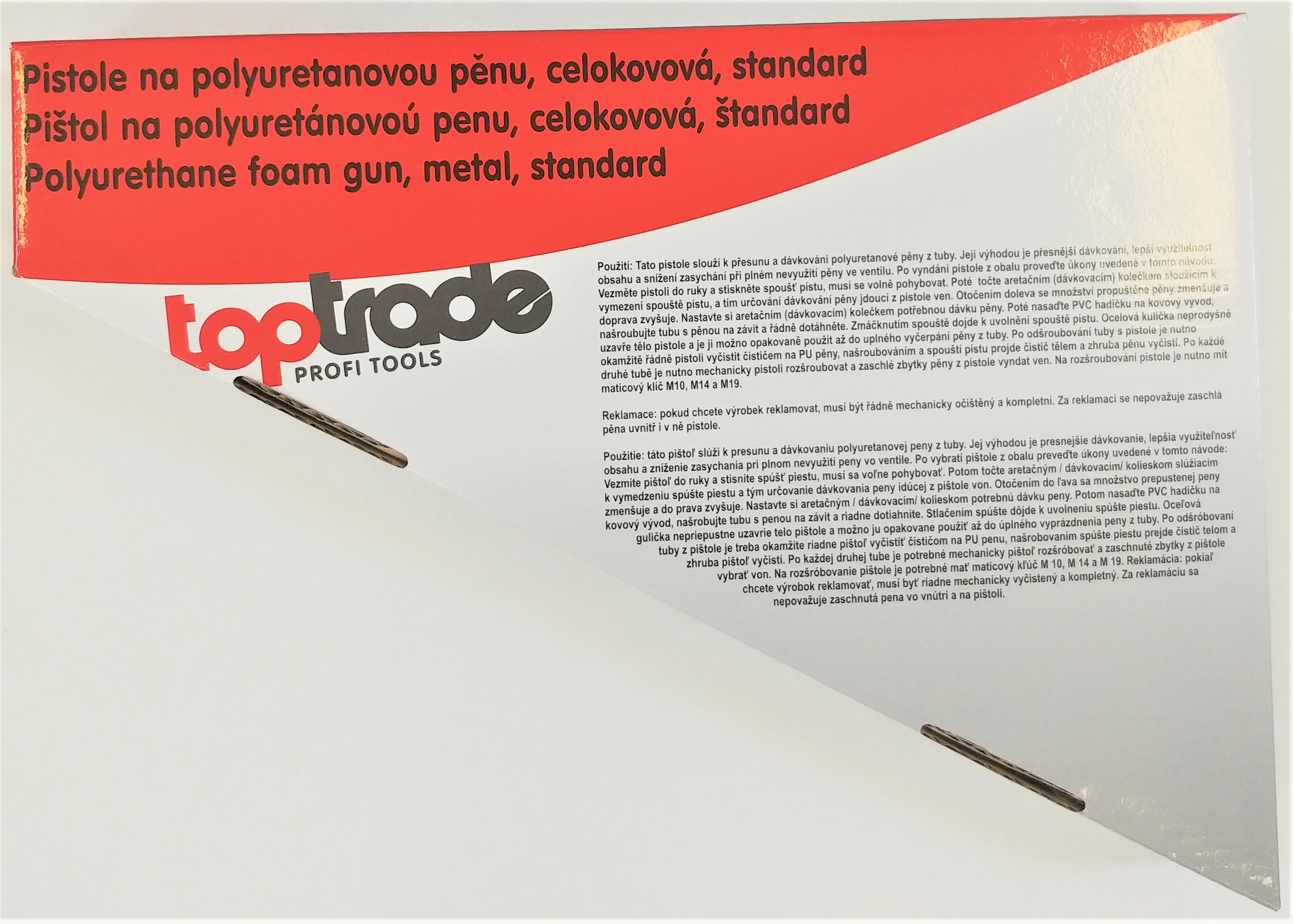 TOPTRADE pistole na PU pěnu celokovová, profi, 2K rukojeť