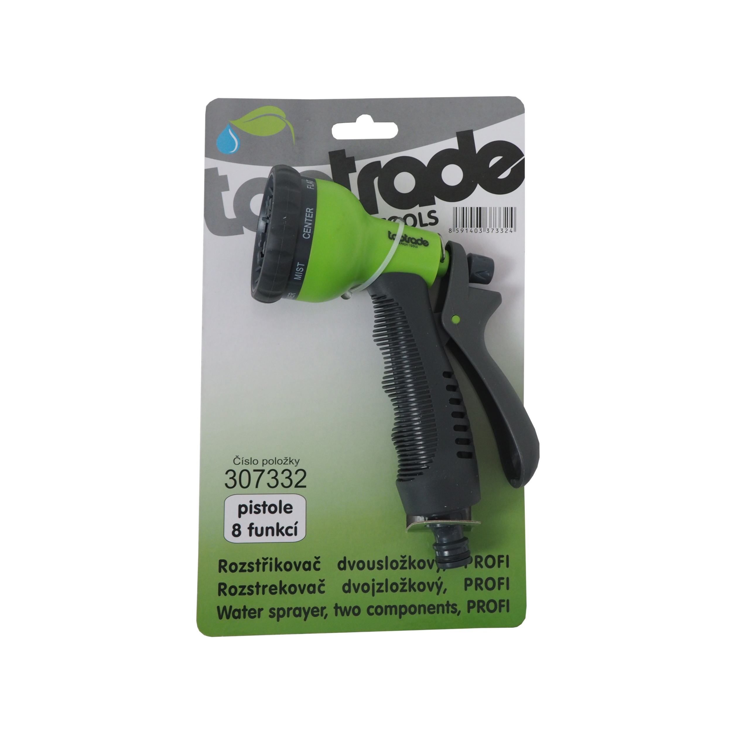 TOPTRADE pistolový rozstřikovač 8 funkcí – dvousložkový, profi