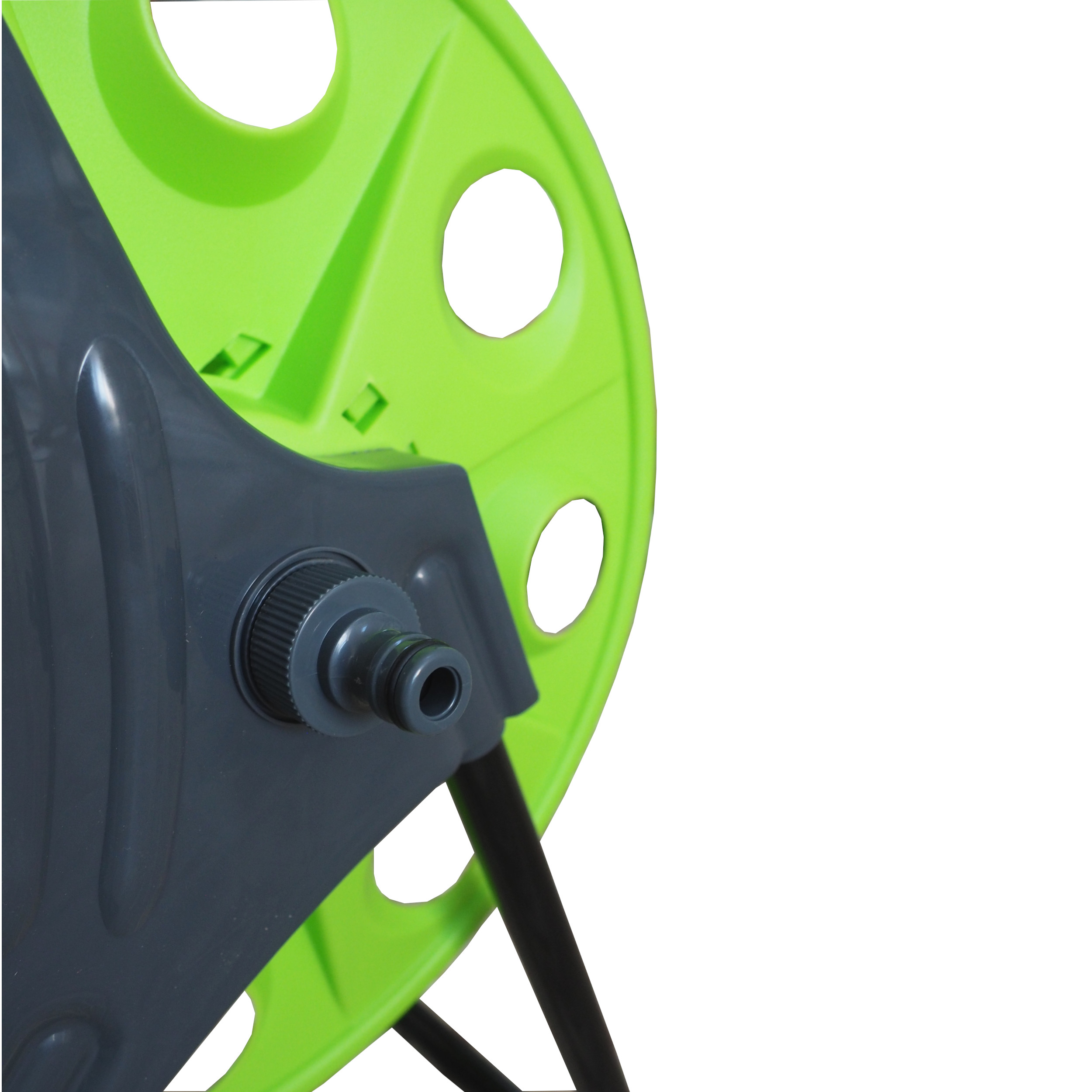 TOPTRADE vozík na hadici, plast/kov – kapacita 60 m (1/2'')