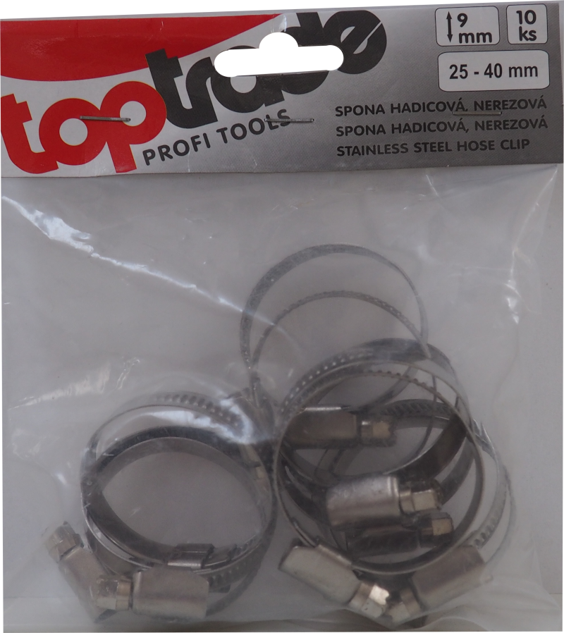 TOPTRADE hadicové spony nerezové 16–28 mm, sada 10 ks
