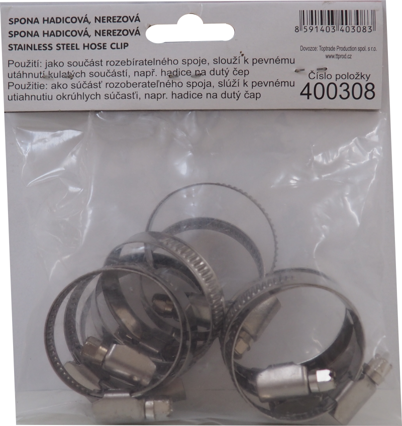 TOPTRADE hadicové spony nerezové 16–28 mm, sada 10 ks