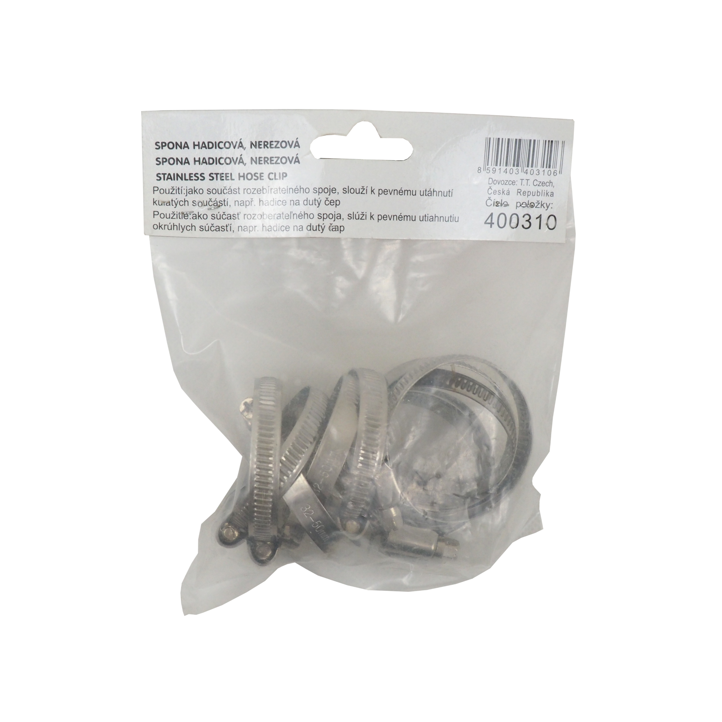 TOPTRADE hadicové spony nerez 32–50 mm, 9 mm, 10 ks