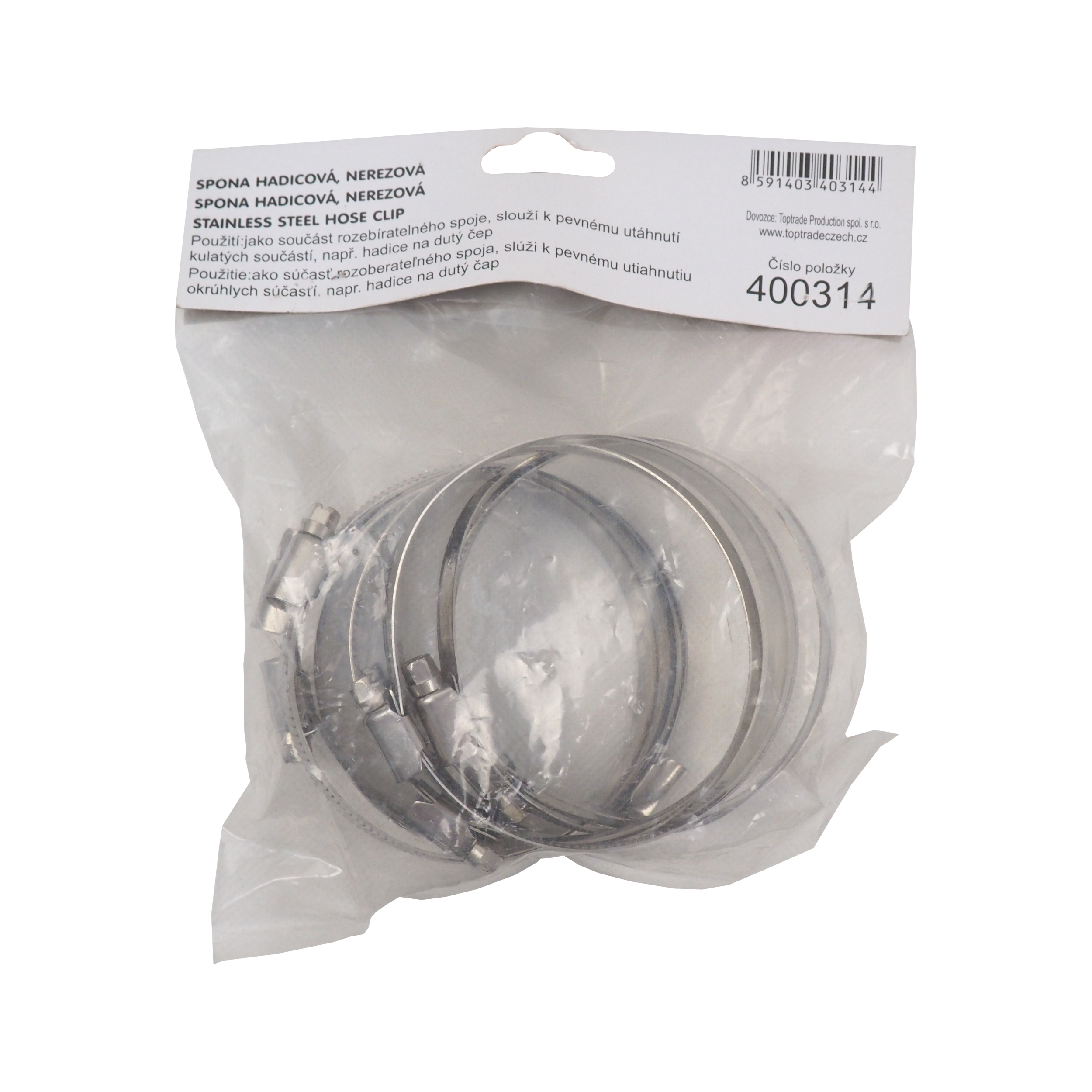 TOPTRADE nerezové hadicové spony 70–90 mm – sada 10 ks
