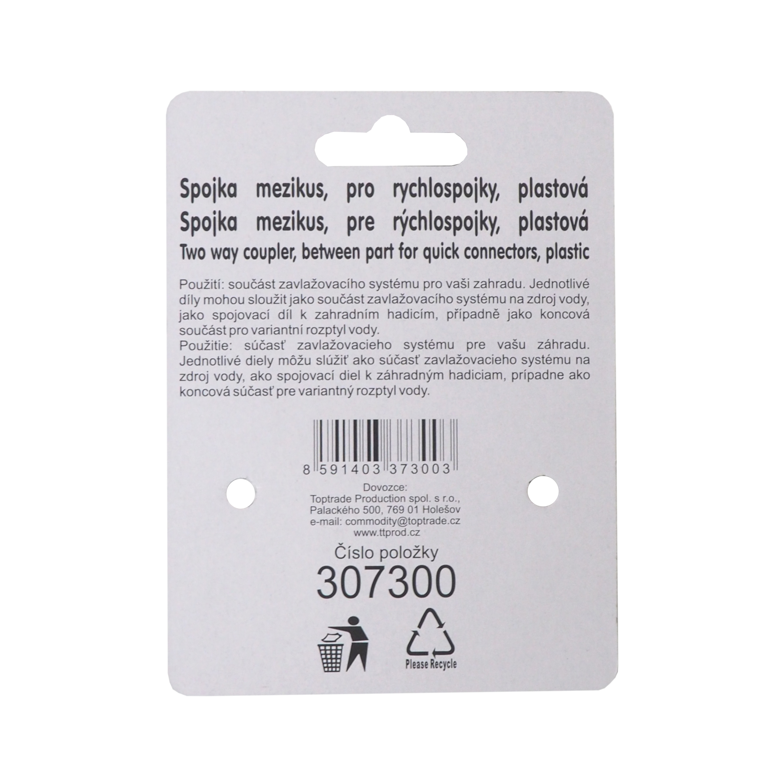 TOPTRADE spojka (mezikus) – 2 vývody, 1/2″