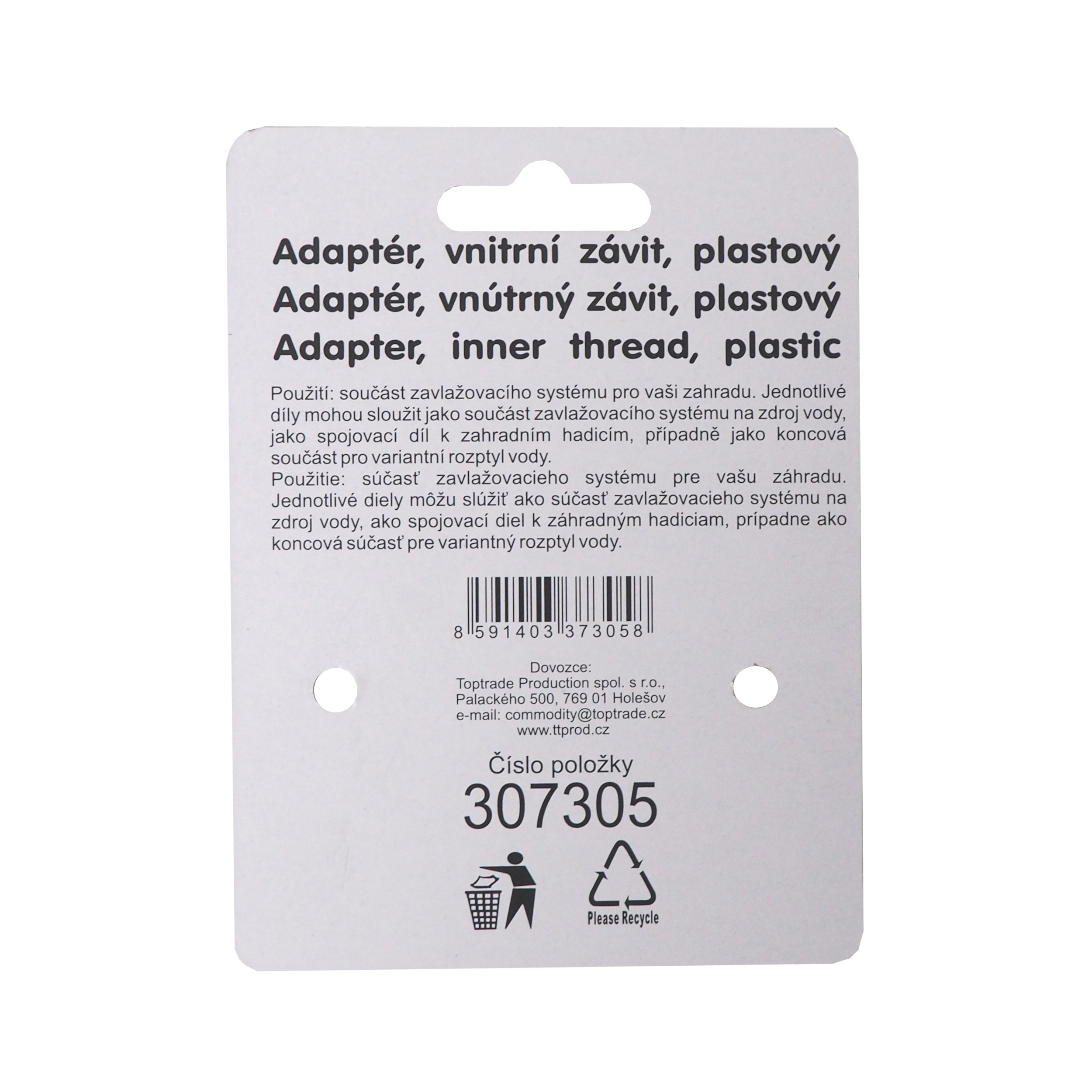 TOPTRADE adaptér s vnitřním závitem 1″