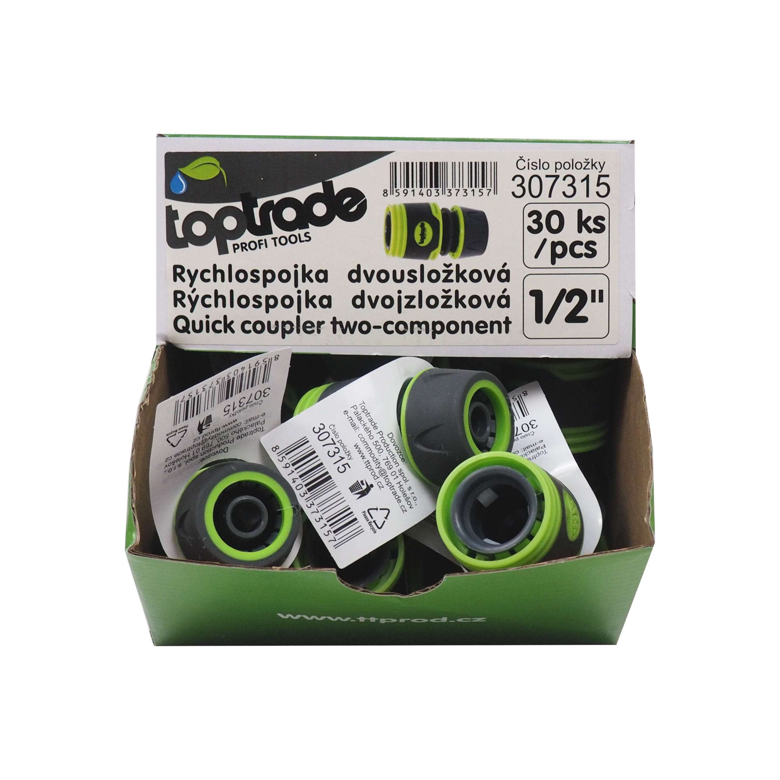TOPTRADE rychlospojka dvousložková 1/2", sada 30 ks