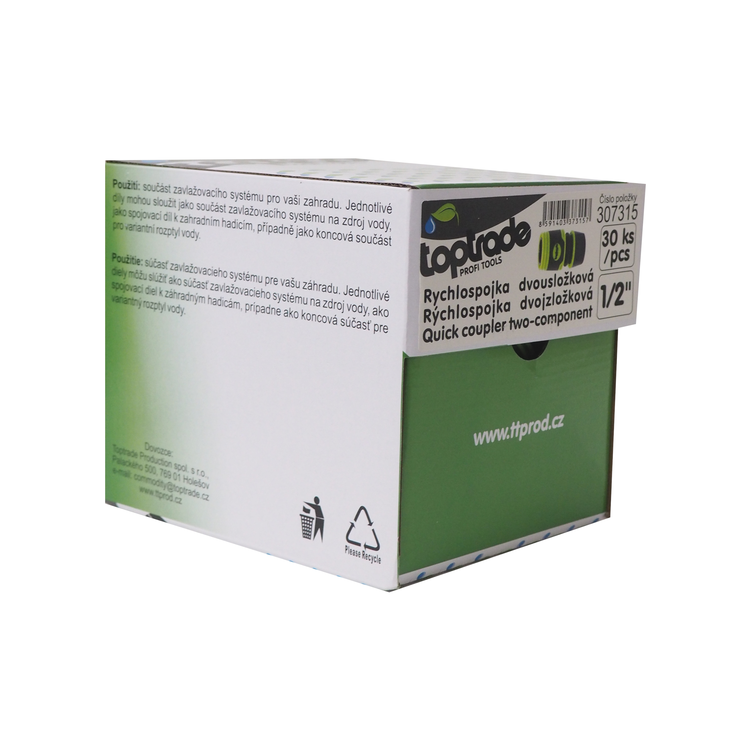 TOPTRADE rychlospojka dvousložková 1/2", sada 30 ks
