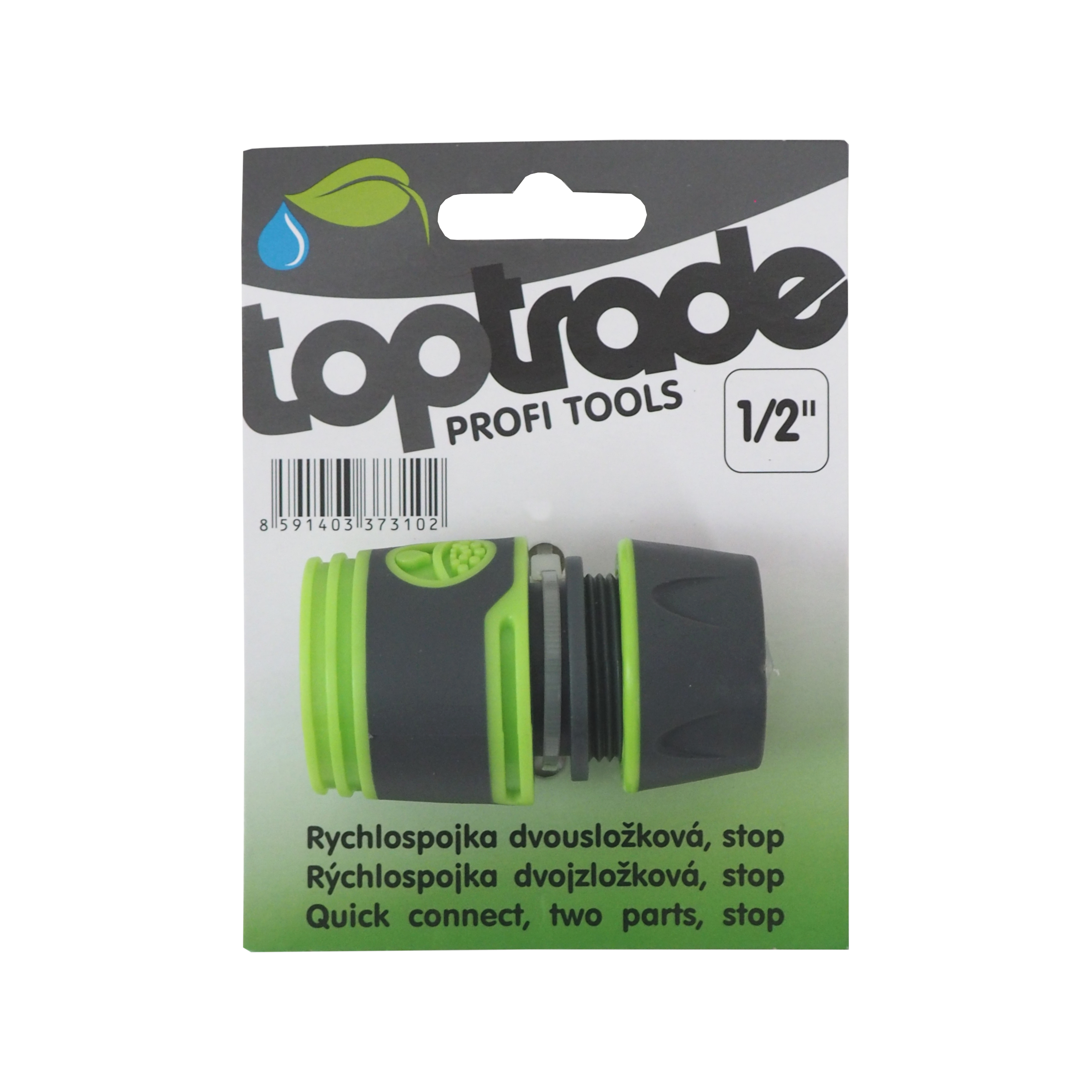 TOPTRADE rychlospojka dvousložková se STOP ventilem 1/2"