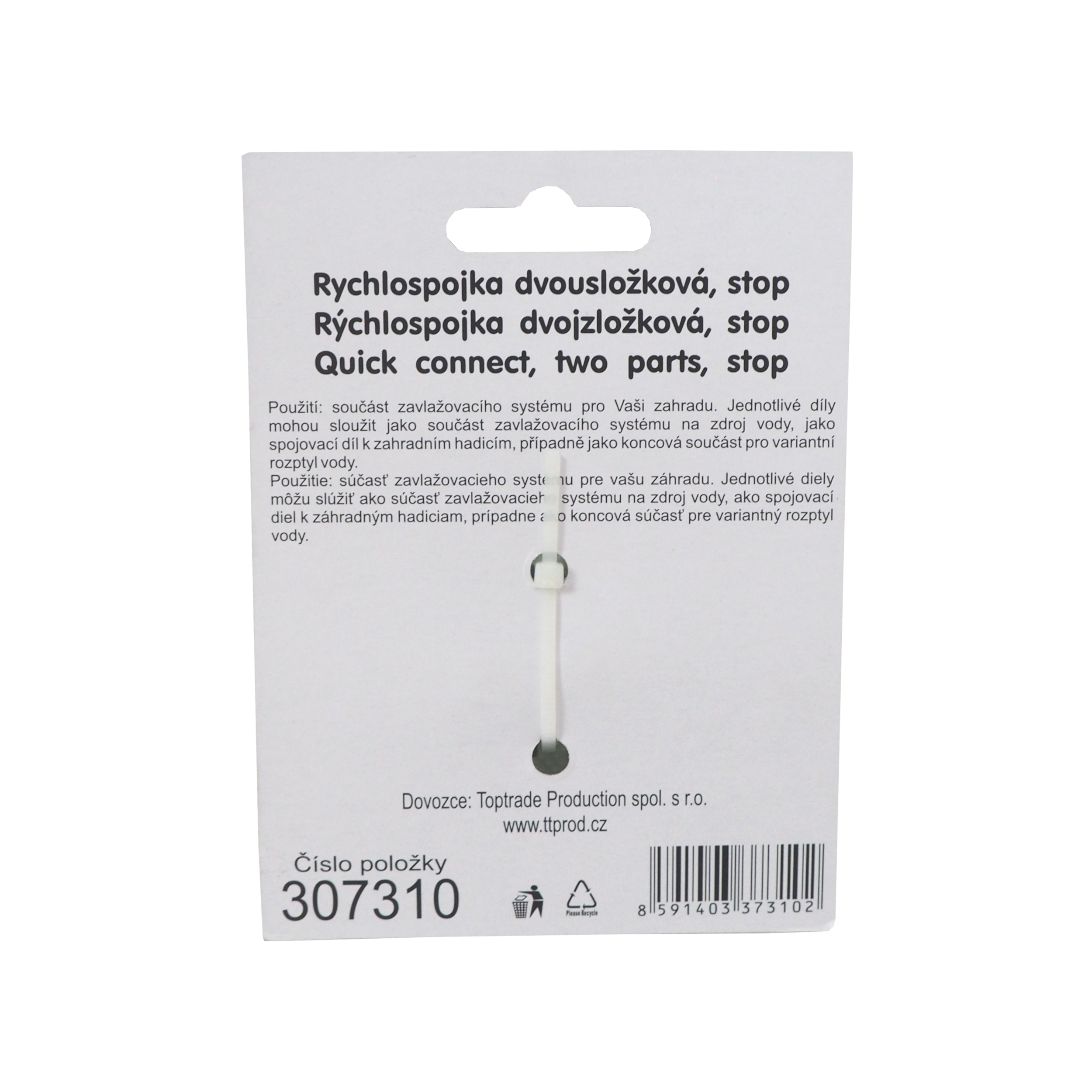TOPTRADE rychlospojka dvousložková se STOP ventilem 1/2"