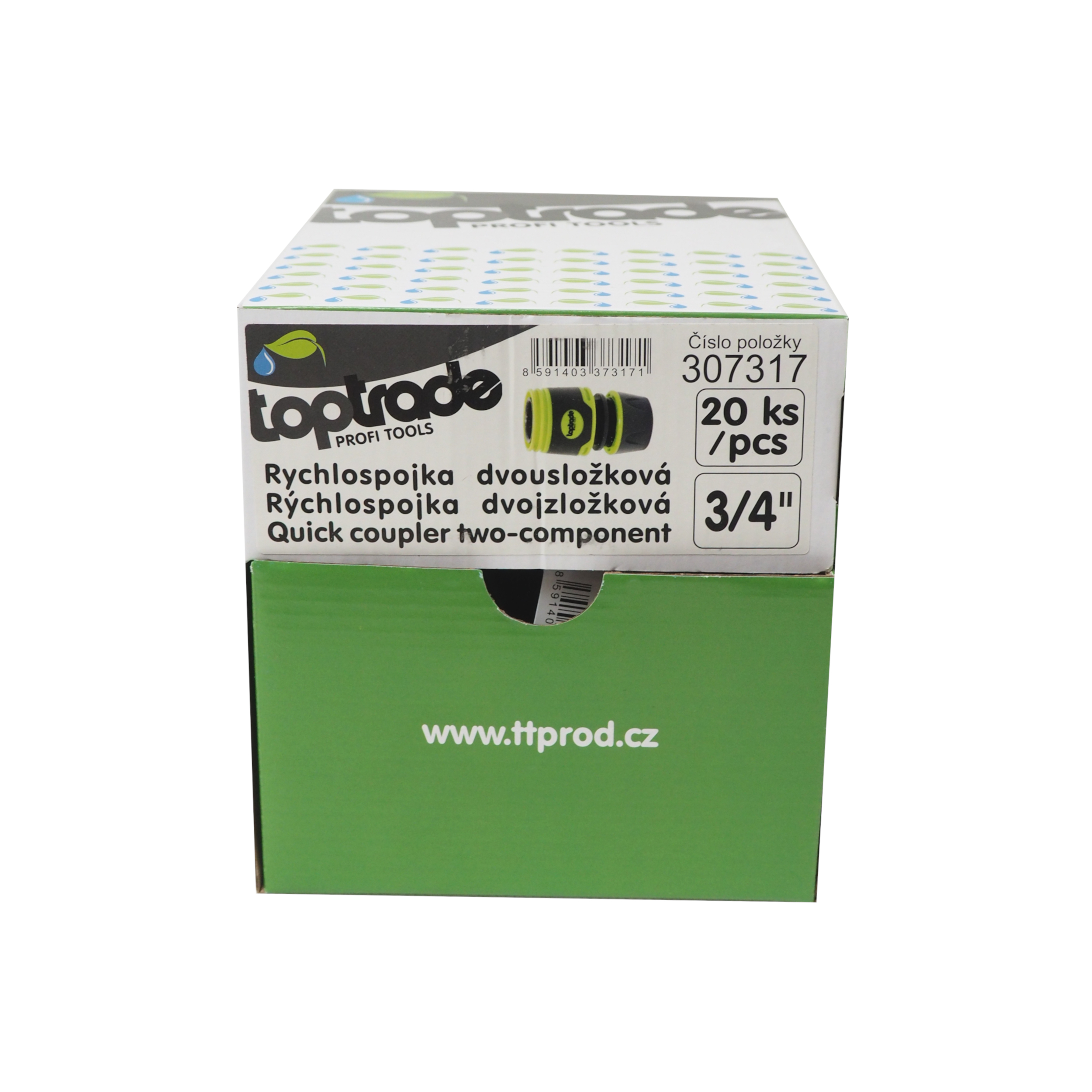 TOPTRADE rychlospojka dvousložková 3/4", sada 20 ks
