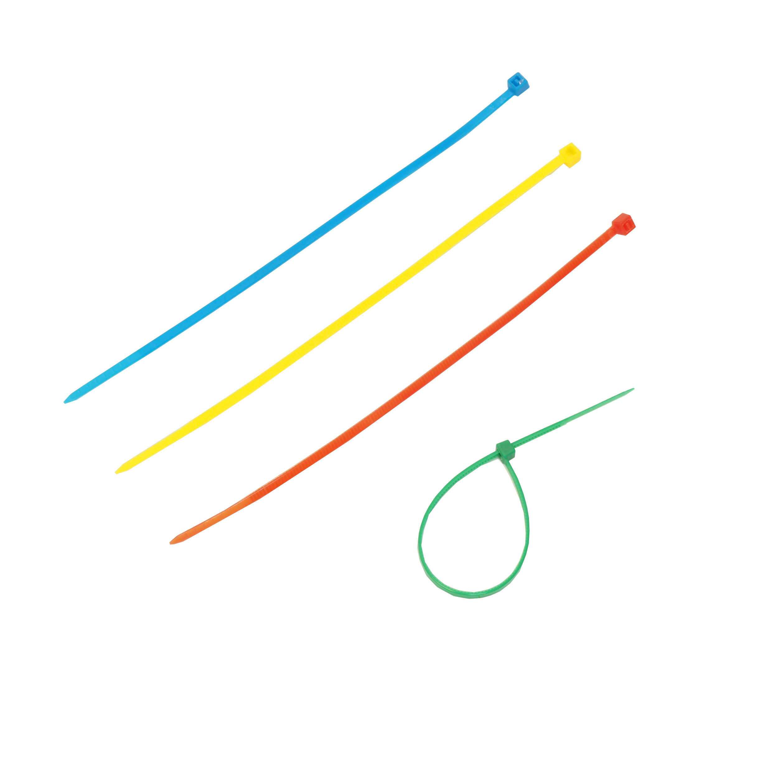 TOPTRADE plastové stahovací pásky se zámkem, barevné, 100 ks, 100×2,5 mm
