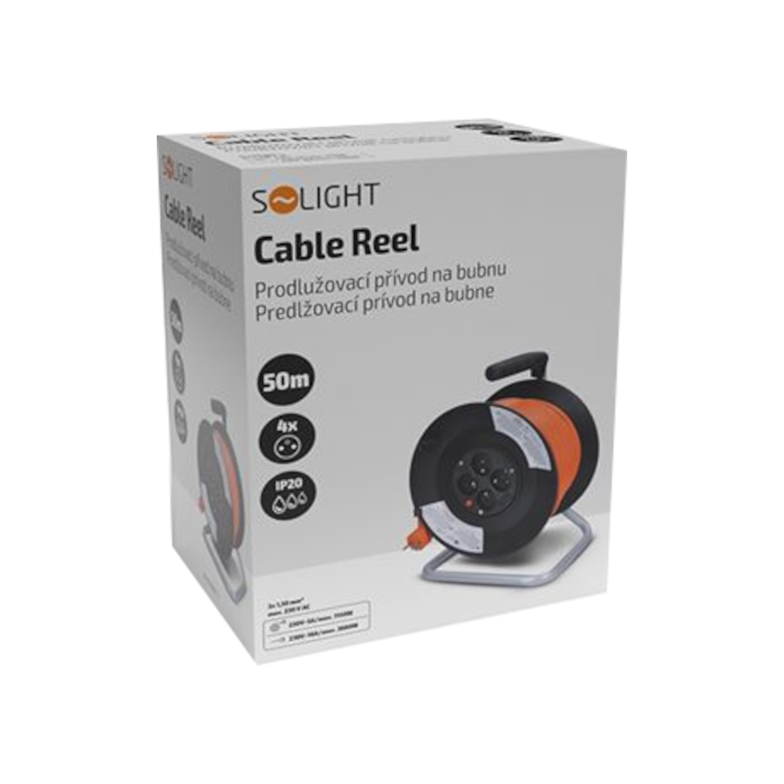 Prodlužovací kabel na bubnu 50 m, 4 zásuvky, oranžový (230 V/16 A)