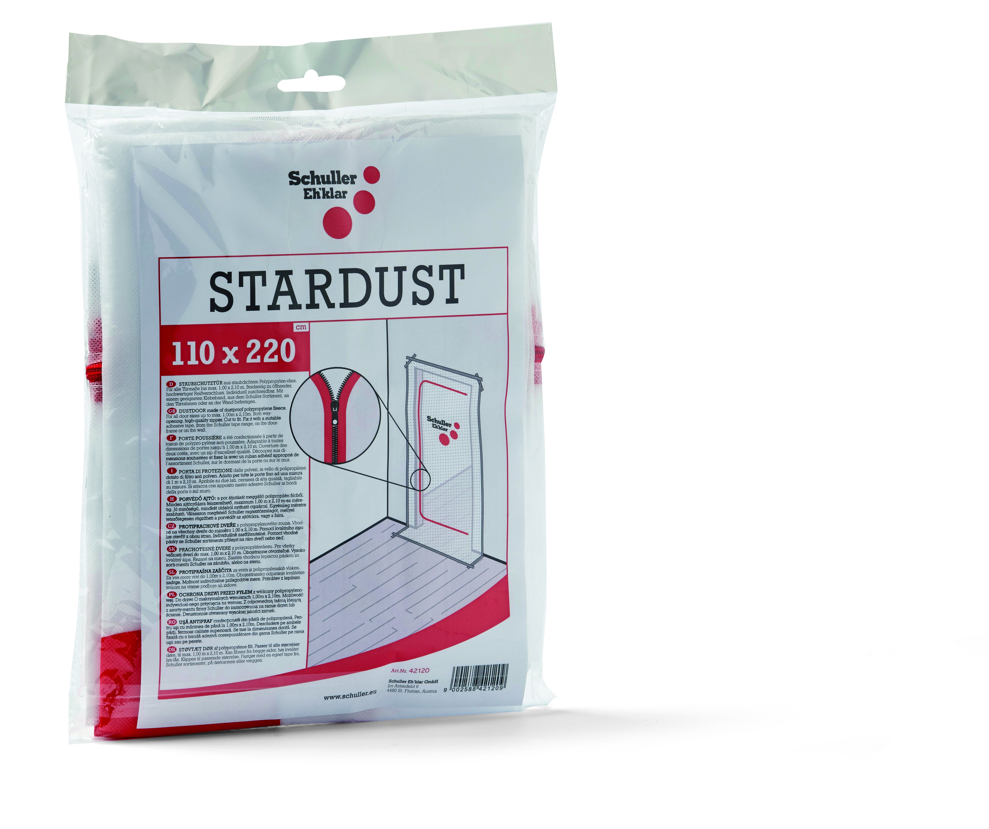 Protiprachové dveře Stardust se zipem, 1,1 × 2,2 m